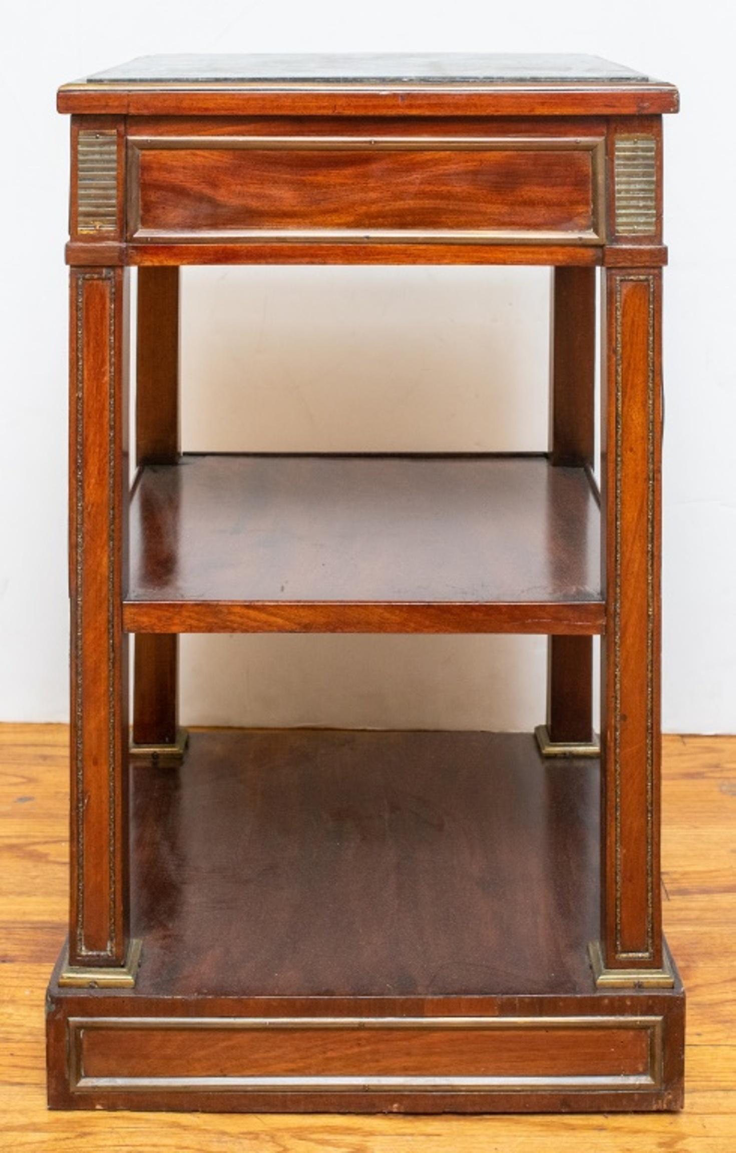 Metal Neoclassical Style Mahogany Etagere Table For Sale