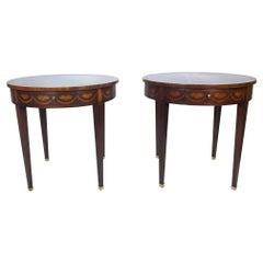 Neoclassical Style Mahogany Satinwood Baker End Tables S/2