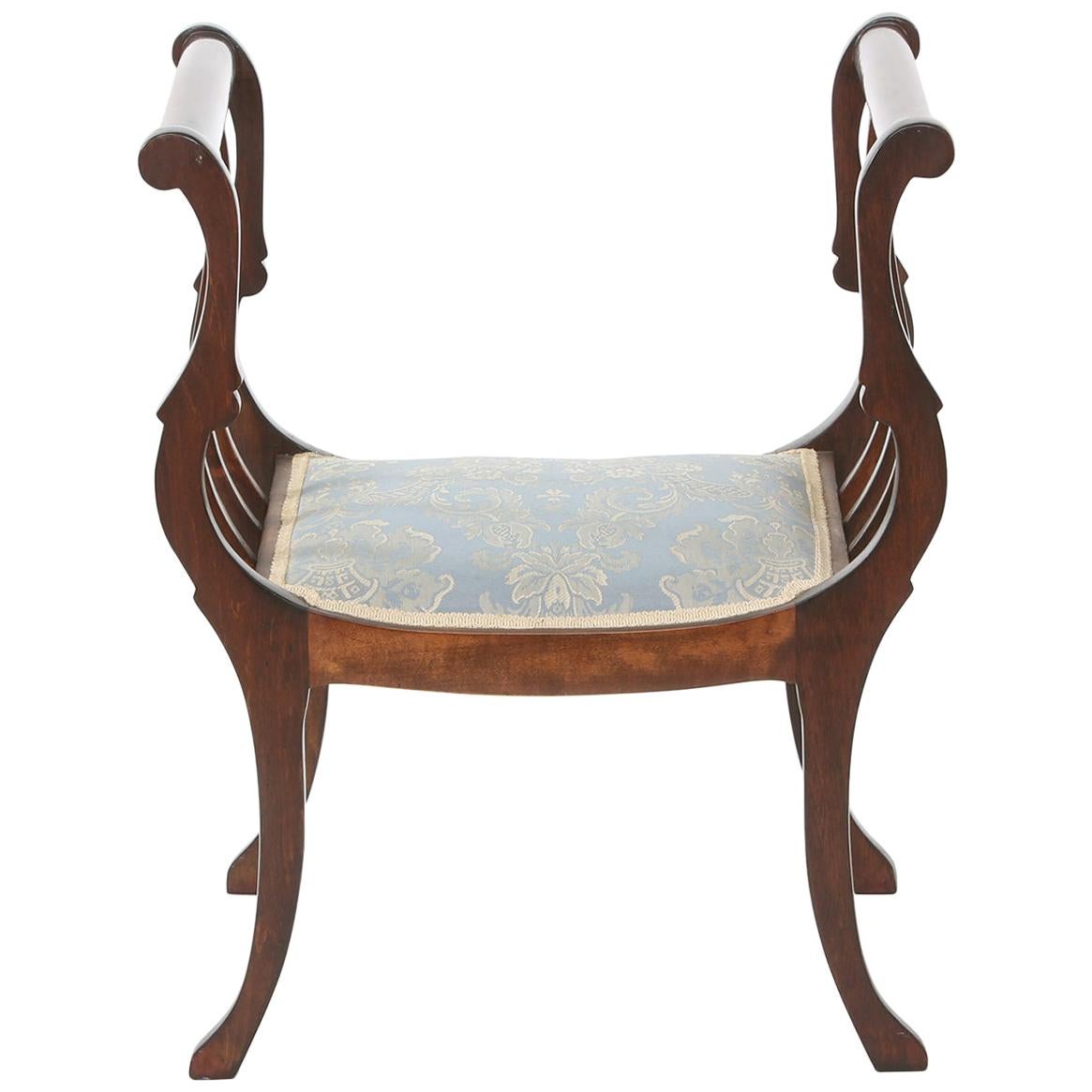 Neoclassical Style Mahogany Wood Bench