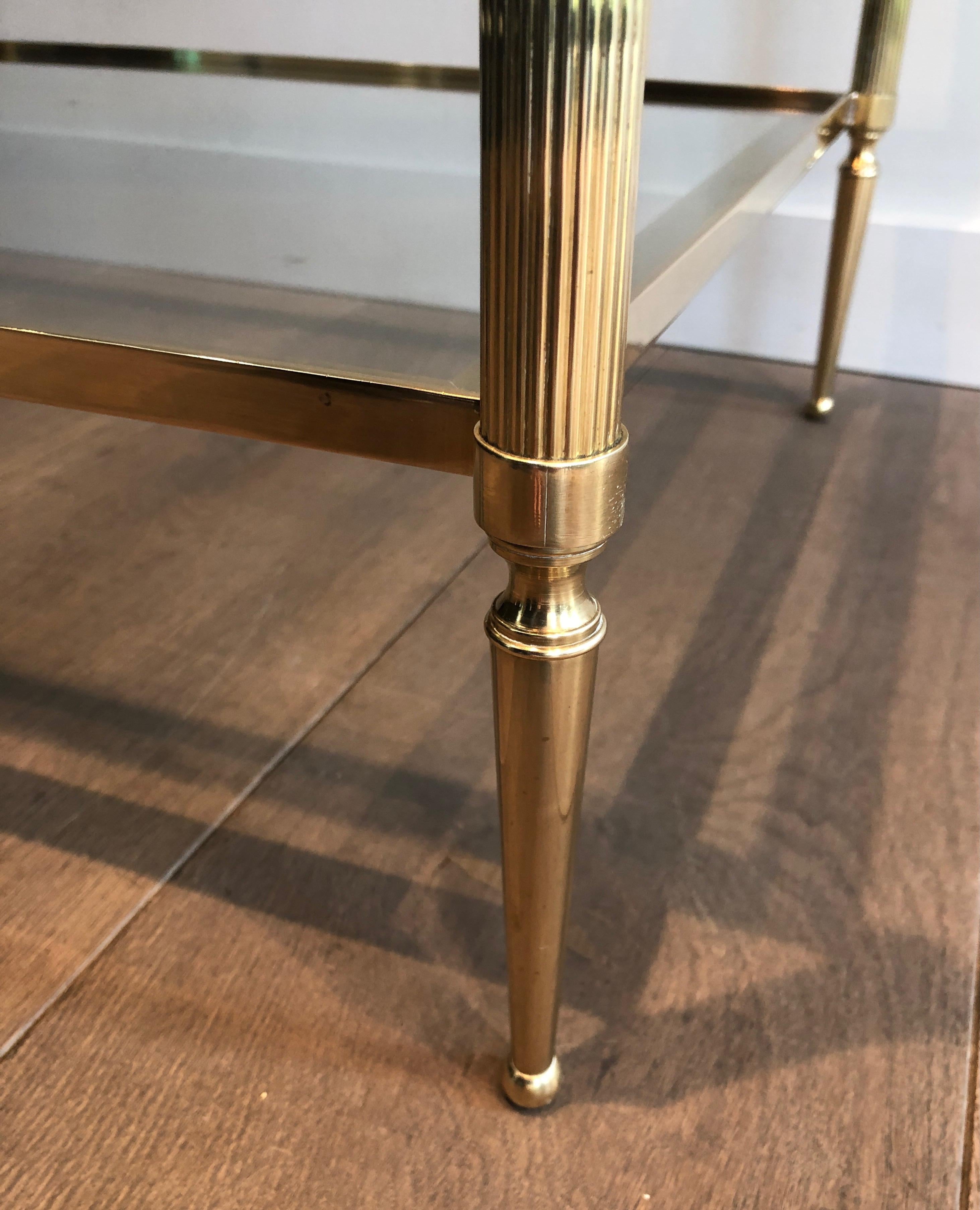 Neoclassical Style Maison Baguès Two Tiers Brass Coffee Table. Circa 1940 For Sale 5