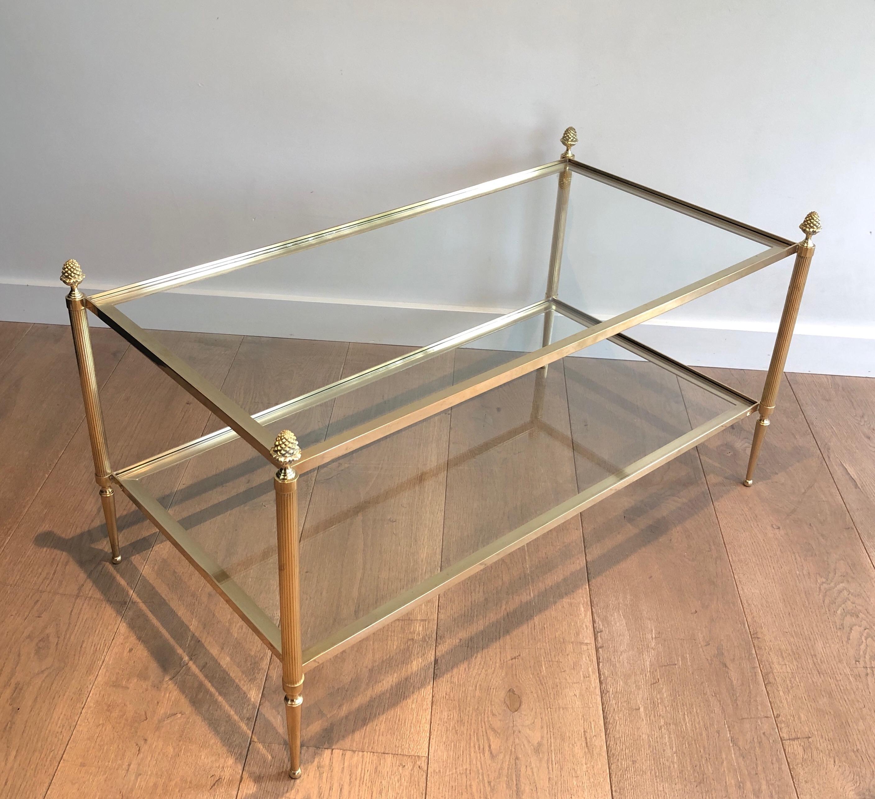 Neoclassical Style Maison Baguès Two Tiers Brass Coffee Table. Circa 1940 6