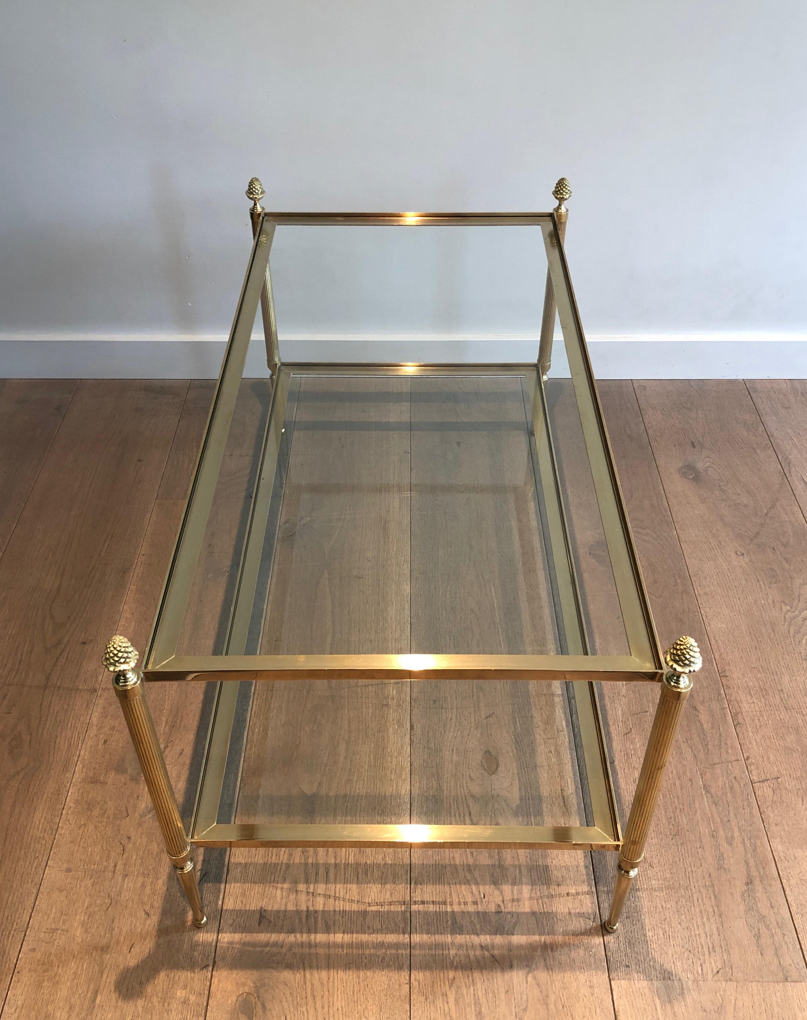 Neoclassical Style Maison Baguès Two Tiers Brass Coffee Table. Circa 1940 For Sale 13