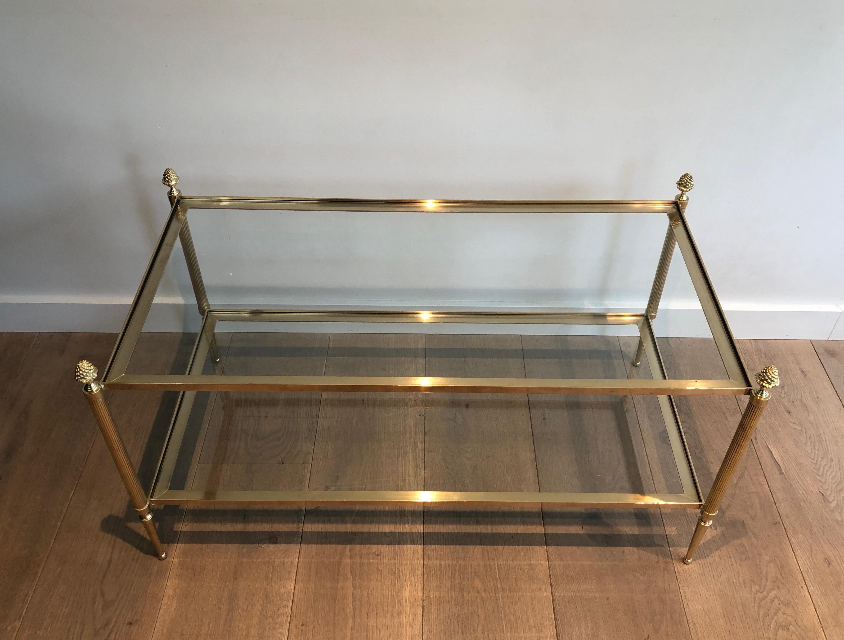 Neoclassical Style Maison Baguès Two Tiers Brass Coffee Table. Circa 1940 14