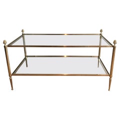 Neoclassical Style Maison Baguès Two Tiers Brass Coffee Table. Circa 1940