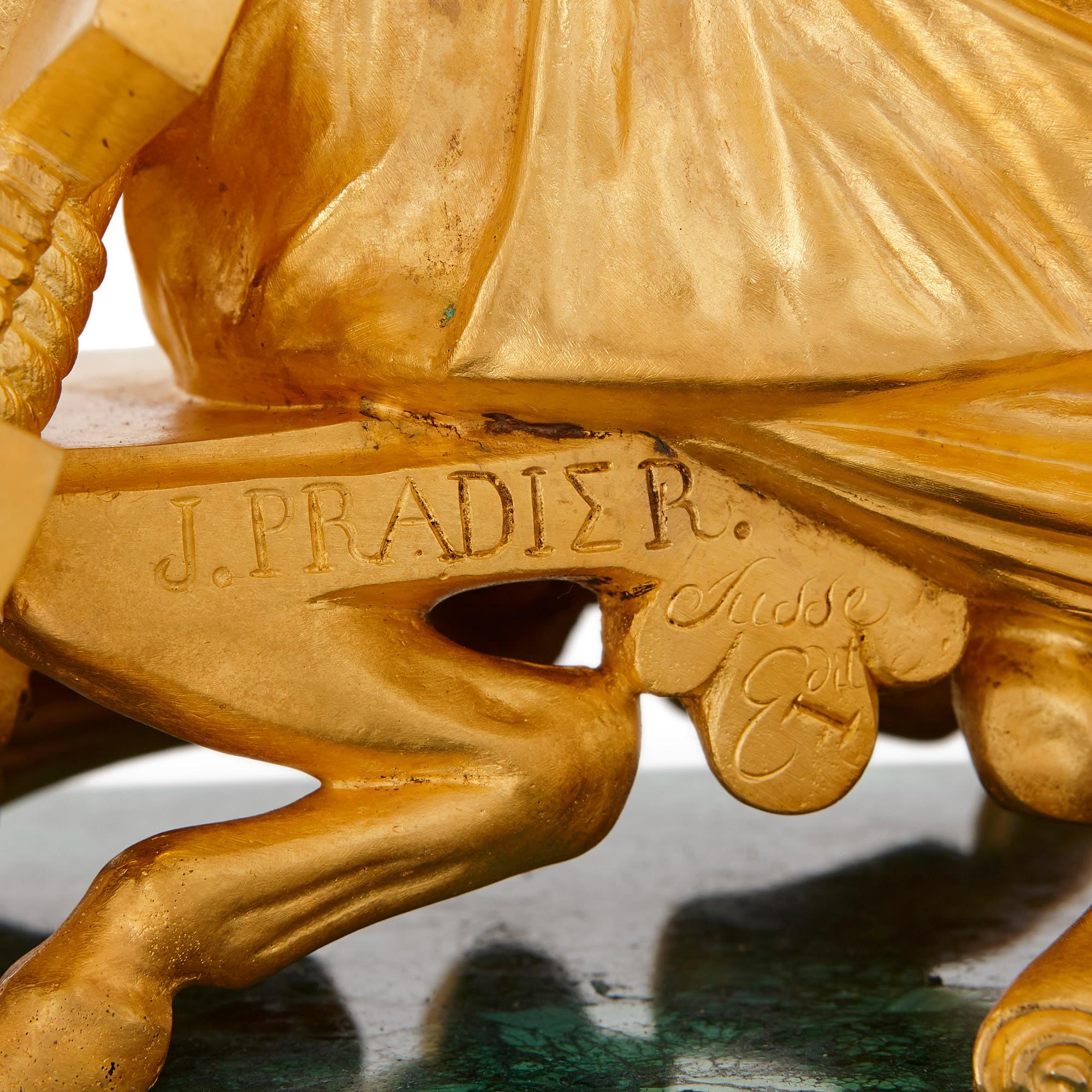 Uhren-Set aus Malachit, versilberter und vergoldeter Bronze im neoklassischen Stil im Angebot 3
