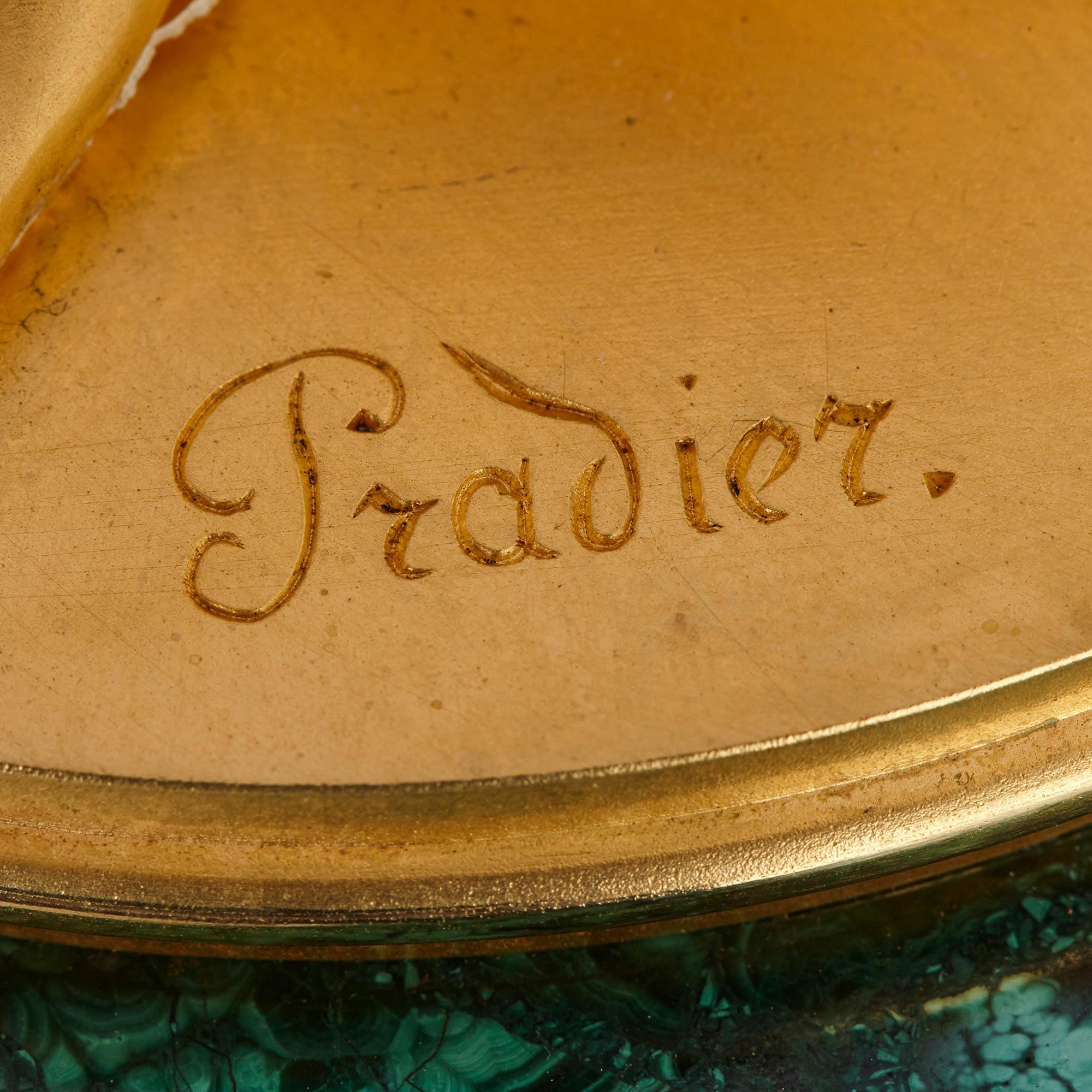 Uhren-Set aus Malachit, versilberter und vergoldeter Bronze im neoklassischen Stil im Angebot 5
