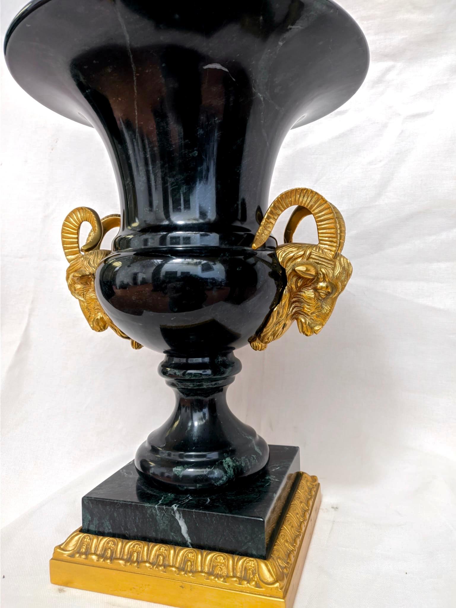 Italian Neoclassical Style Marble and Gilt Bronze Vase by Gherardo Degli Albizzi For Sale