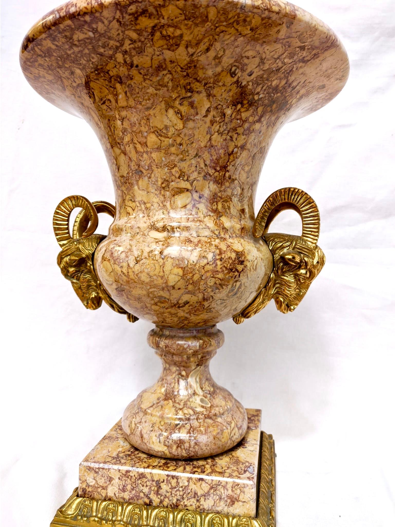 Contemporary Neoclassical Style Marble and Gilt Bronze Vase by Gherardo Degli Albizzi For Sale