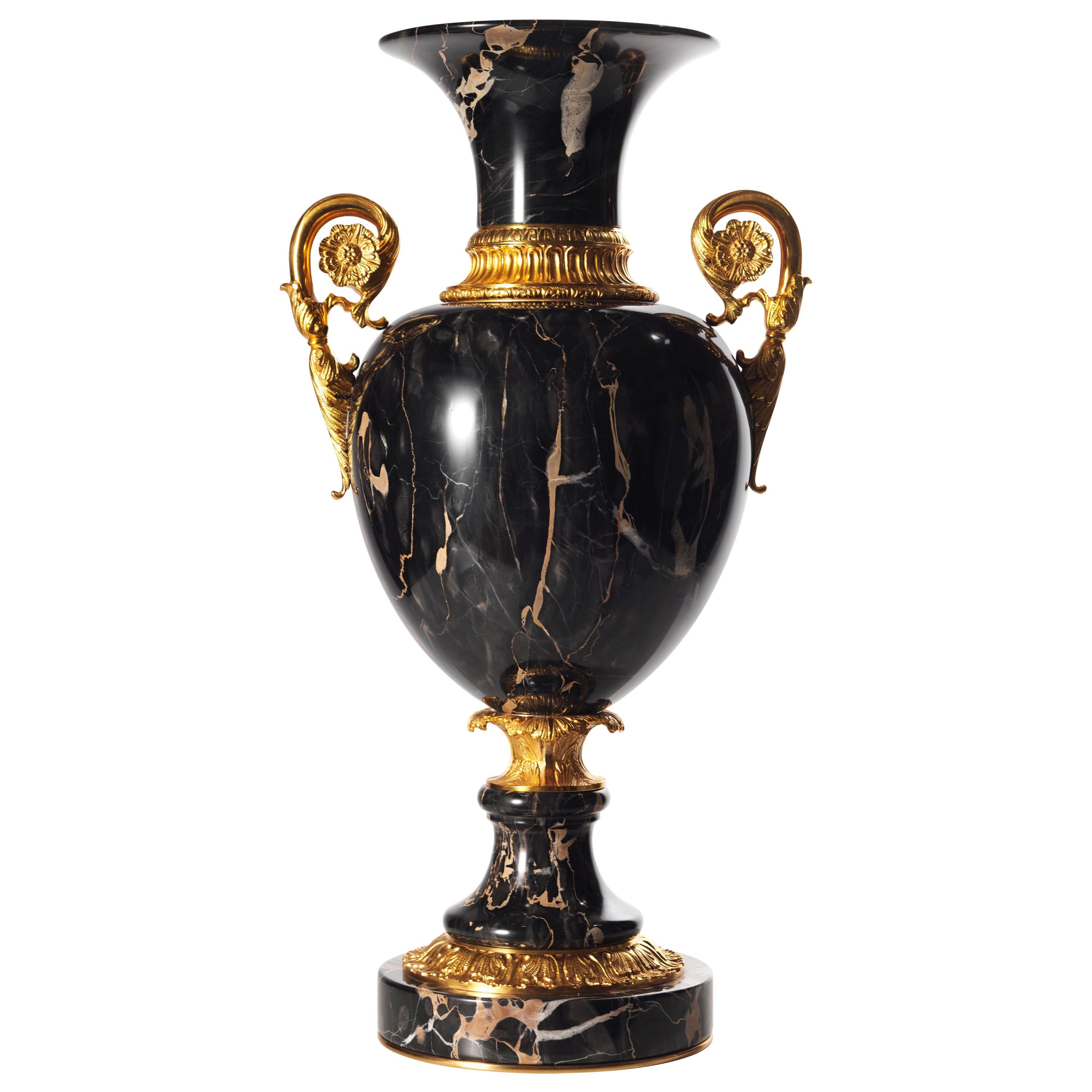 Neoclassical Style Marble and Gilt Bronze Vase by Gherardo Degli Albizzi For Sale