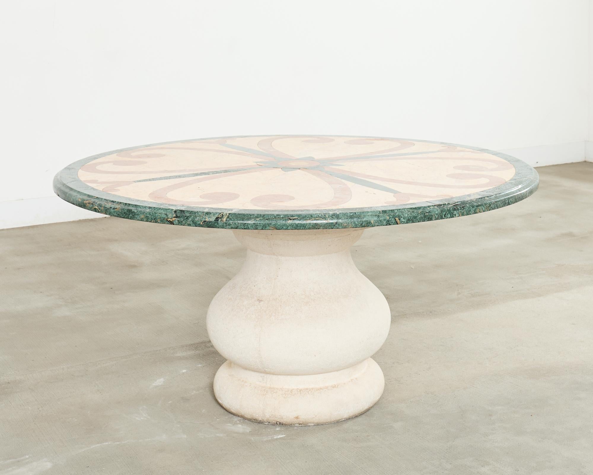 Neoclassical Style Marble and Stone Center Garden Table For Sale 5