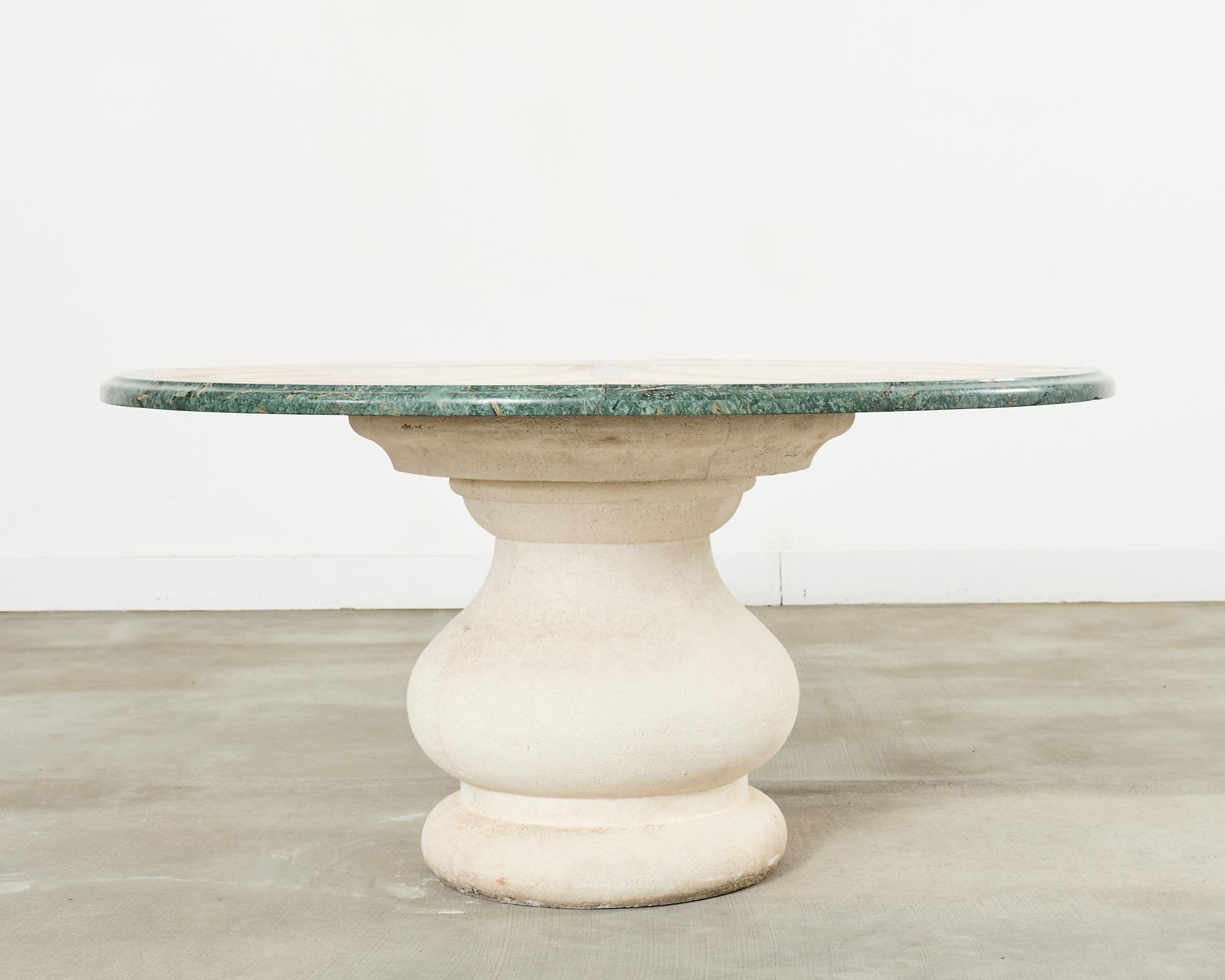 Italian Neoclassical Style Marble and Stone Center Garden Table For Sale