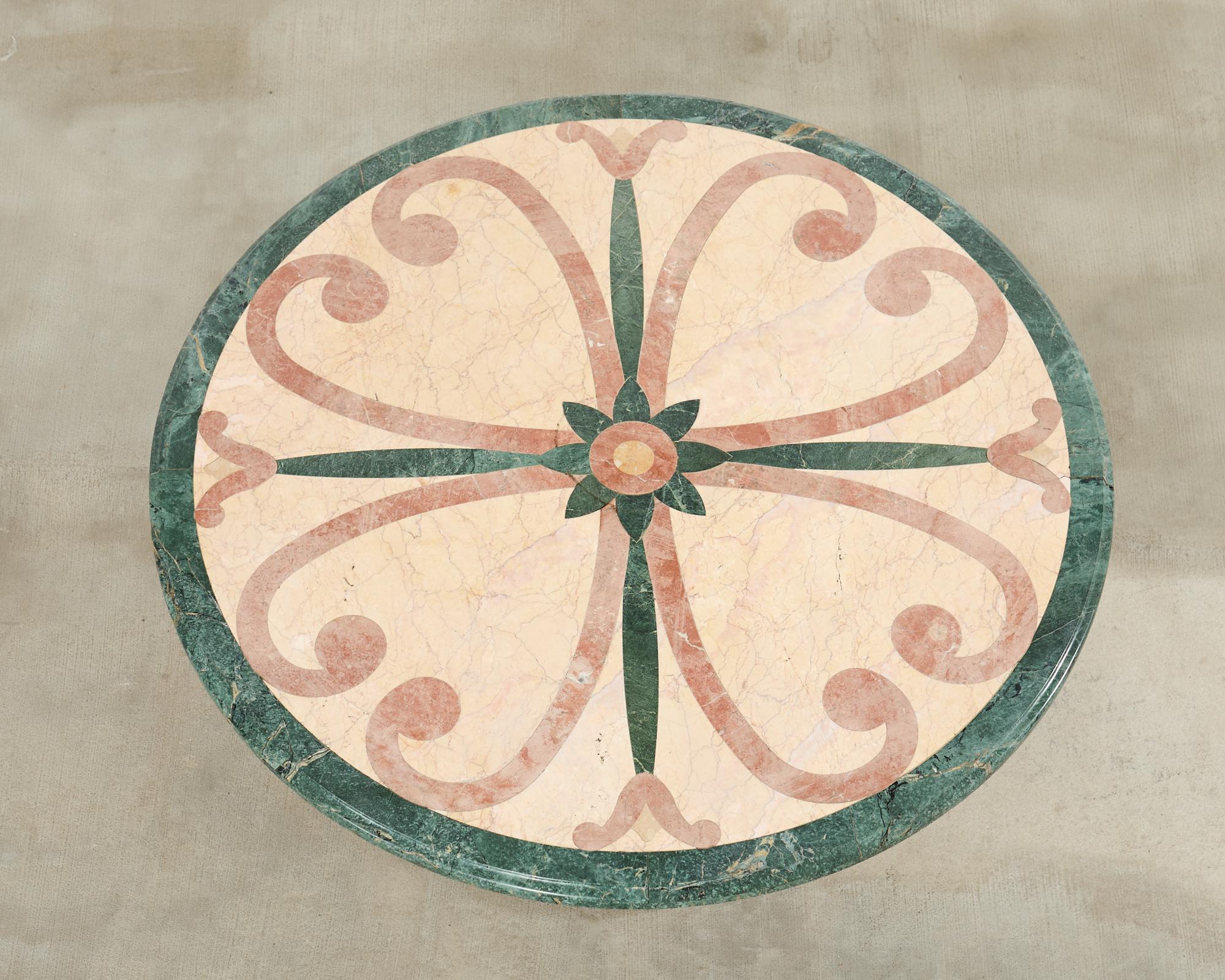 Cast Neoclassical Style Marble and Stone Center Garden Table For Sale