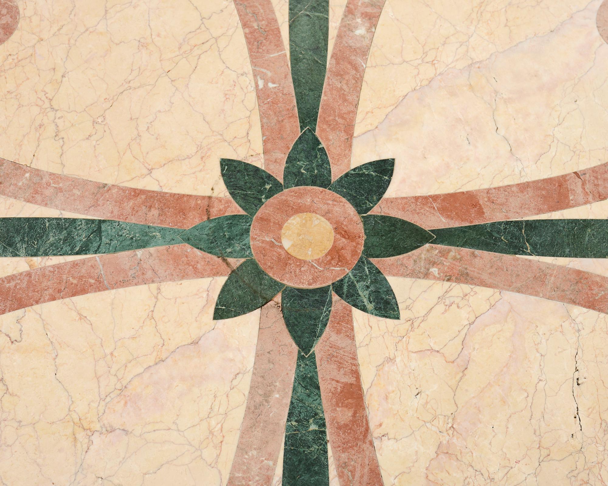 Neoclassical Style Marble and Stone Center Garden Table In Distressed Condition For Sale In Rio Vista, CA