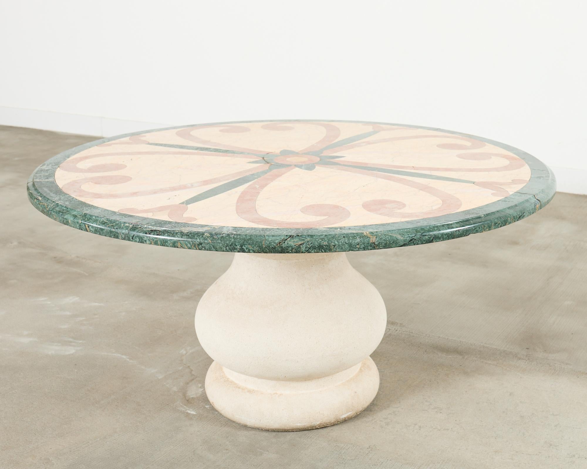 20th Century Neoclassical Style Marble and Stone Center Garden Table For Sale
