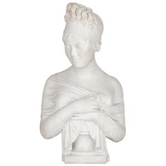 Antique Neoclassical Style Marble Female Bust after Joseph Chinard