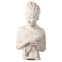 Neoclassical Style Marble Female Bust After Joseph Chinard French, C19th
