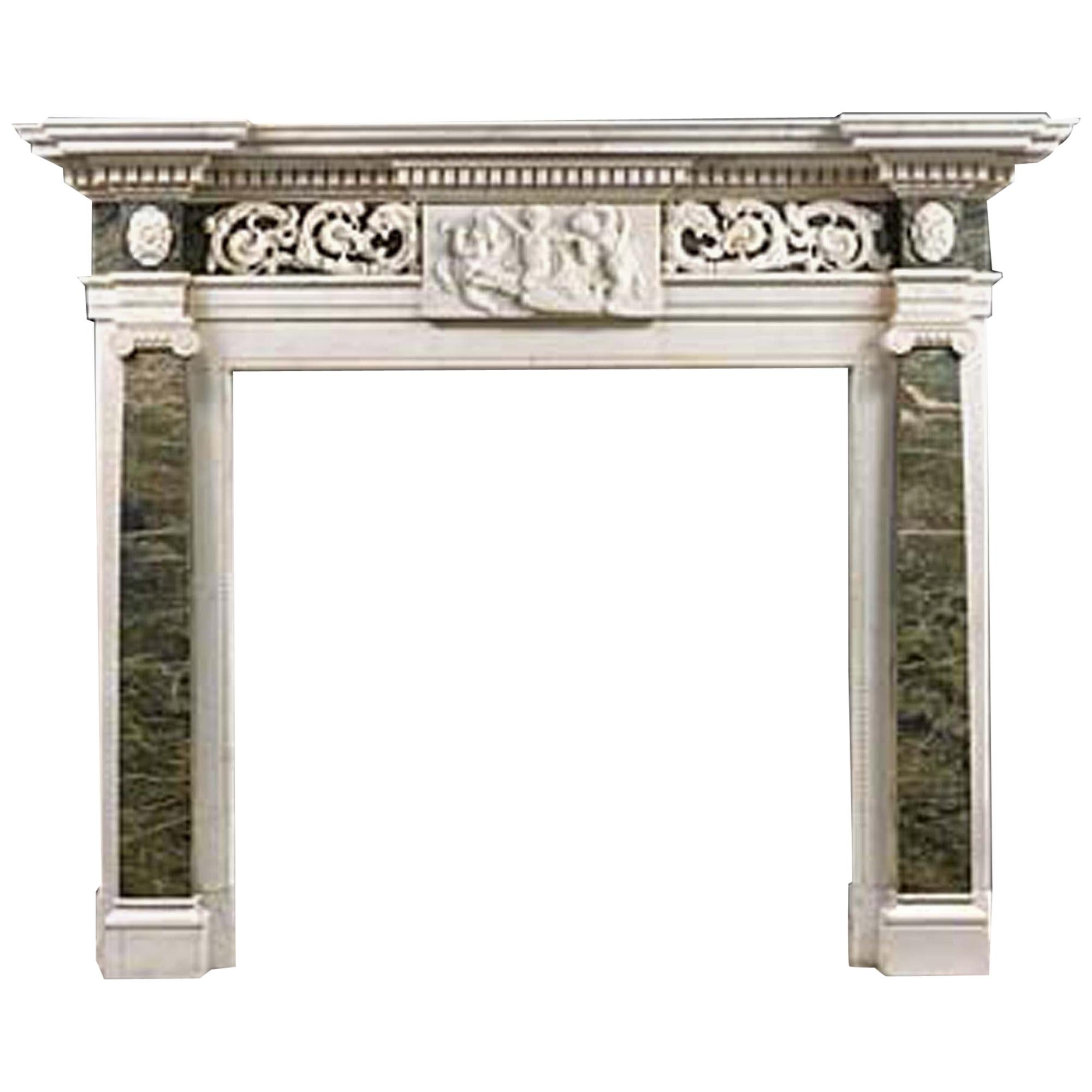 Neoclassical Style Marble Fireplace in Palladian Manner For Sale