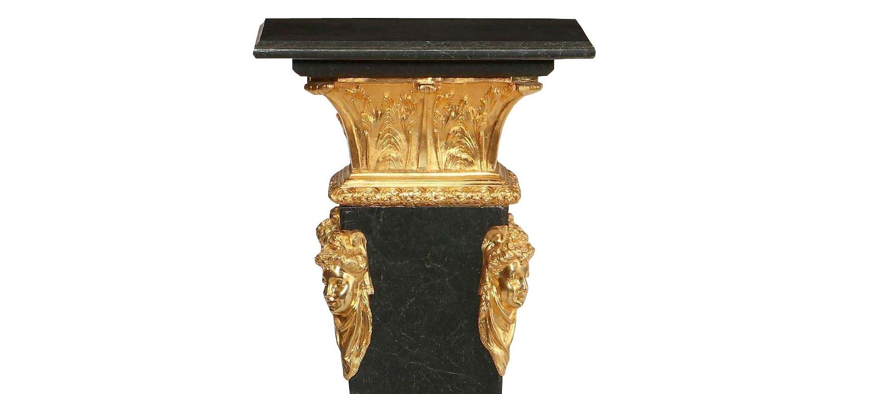 Bronze Neoclassical Style Marble Pedestal, Modern For Sale