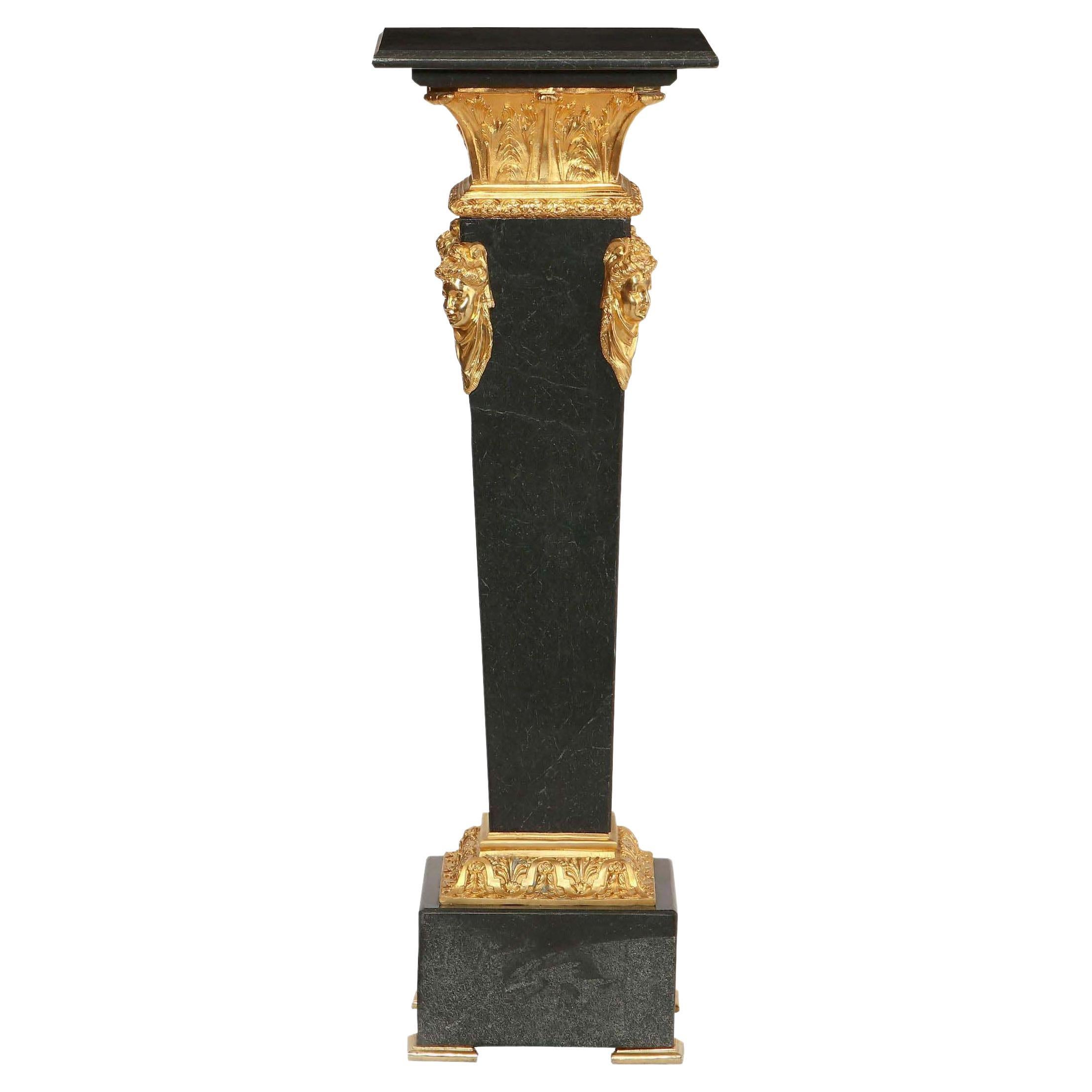 Neoclassical Style Marble Pedestal, Modern
