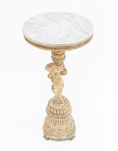 Neoclassical Style Marble Top Figural Side Table
