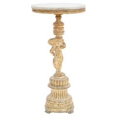 Neoclassical Style Marble Top Figural Side Table