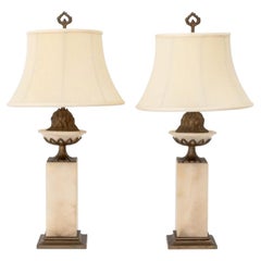 Neoclassical Style Marble Urn Form Lamps, Pair