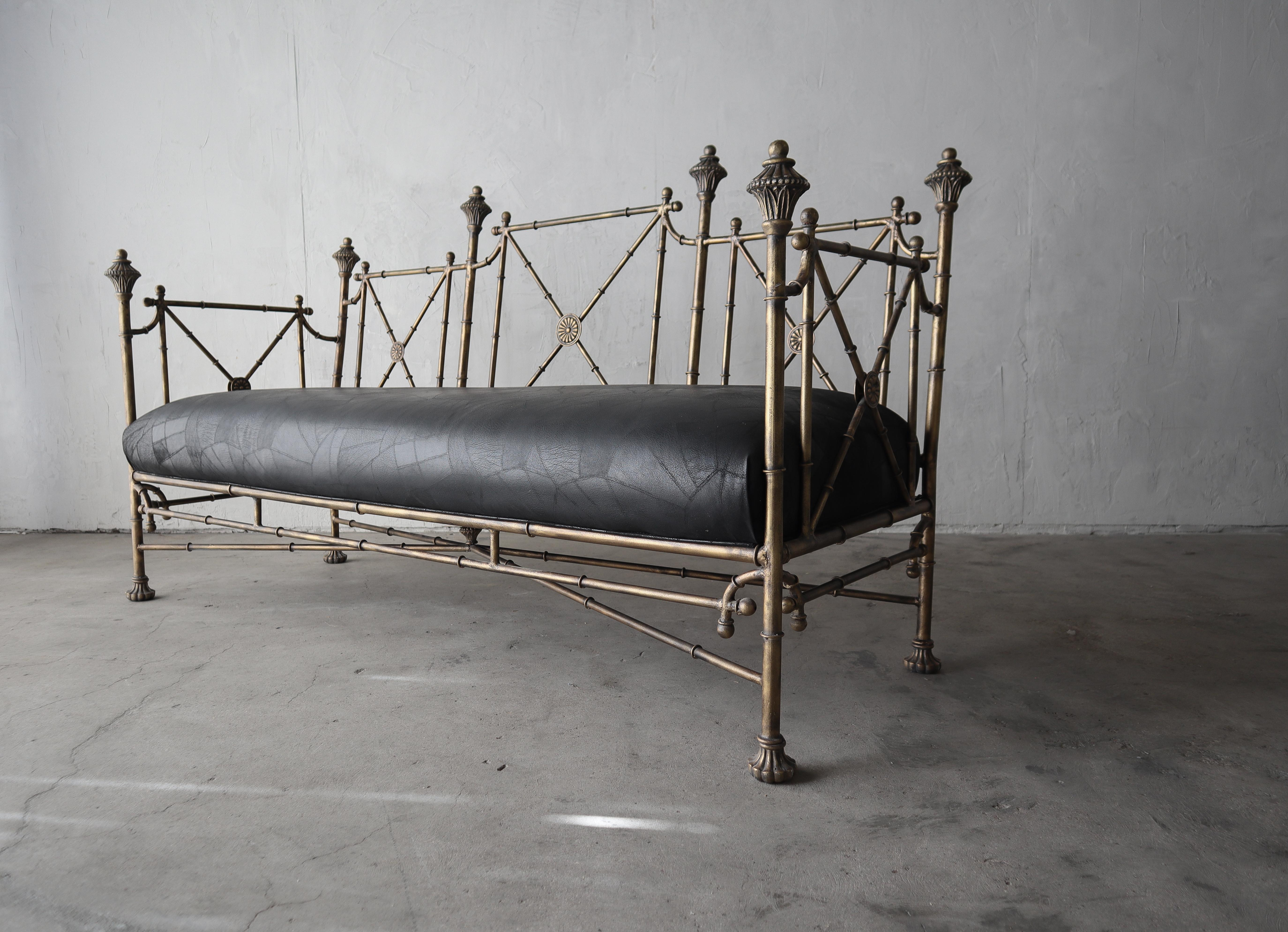 Neoclassical Style Metal Bamboo Settee In Good Condition In Las Vegas, NV