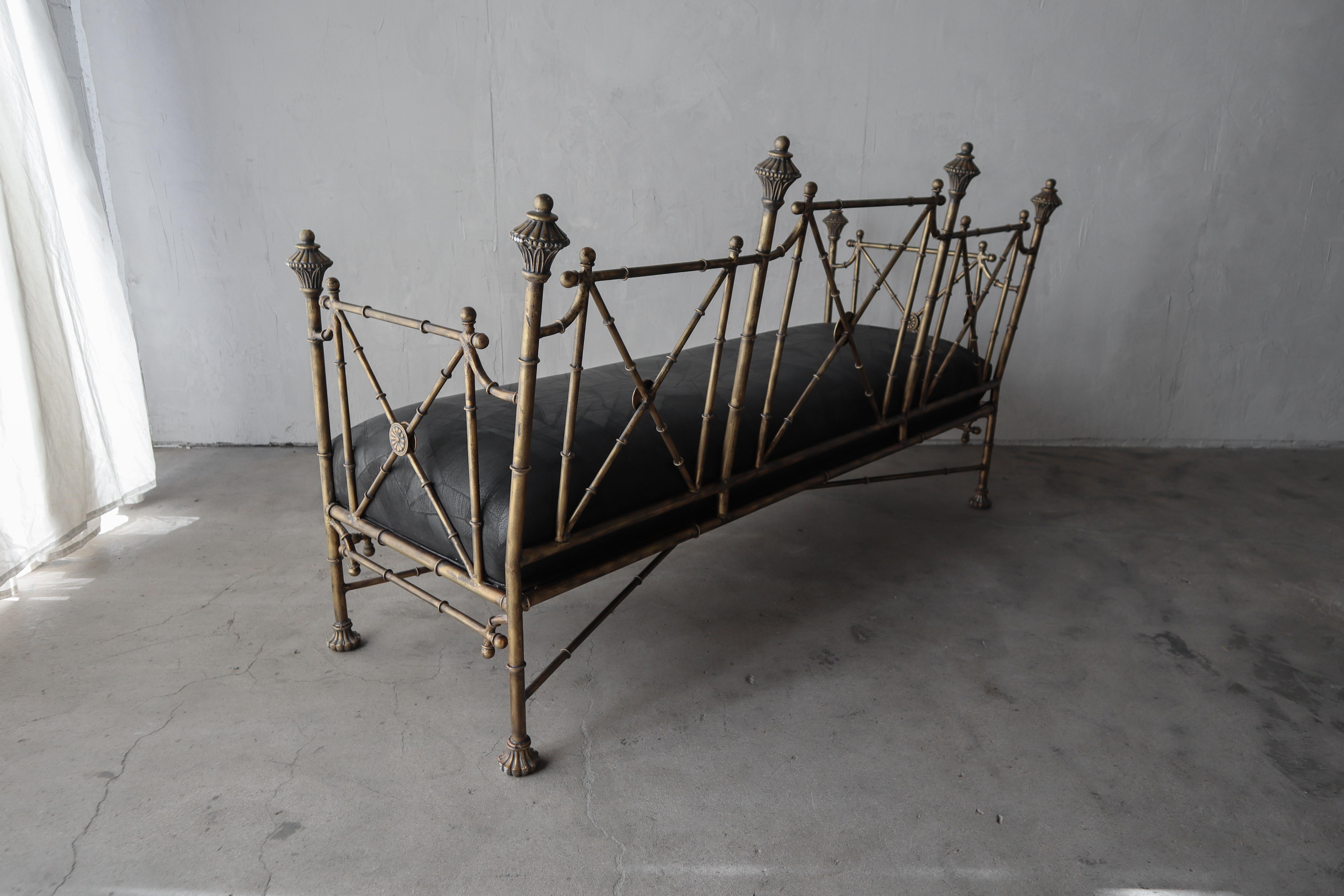 20th Century Neoclassical Style Metal Bamboo Settee