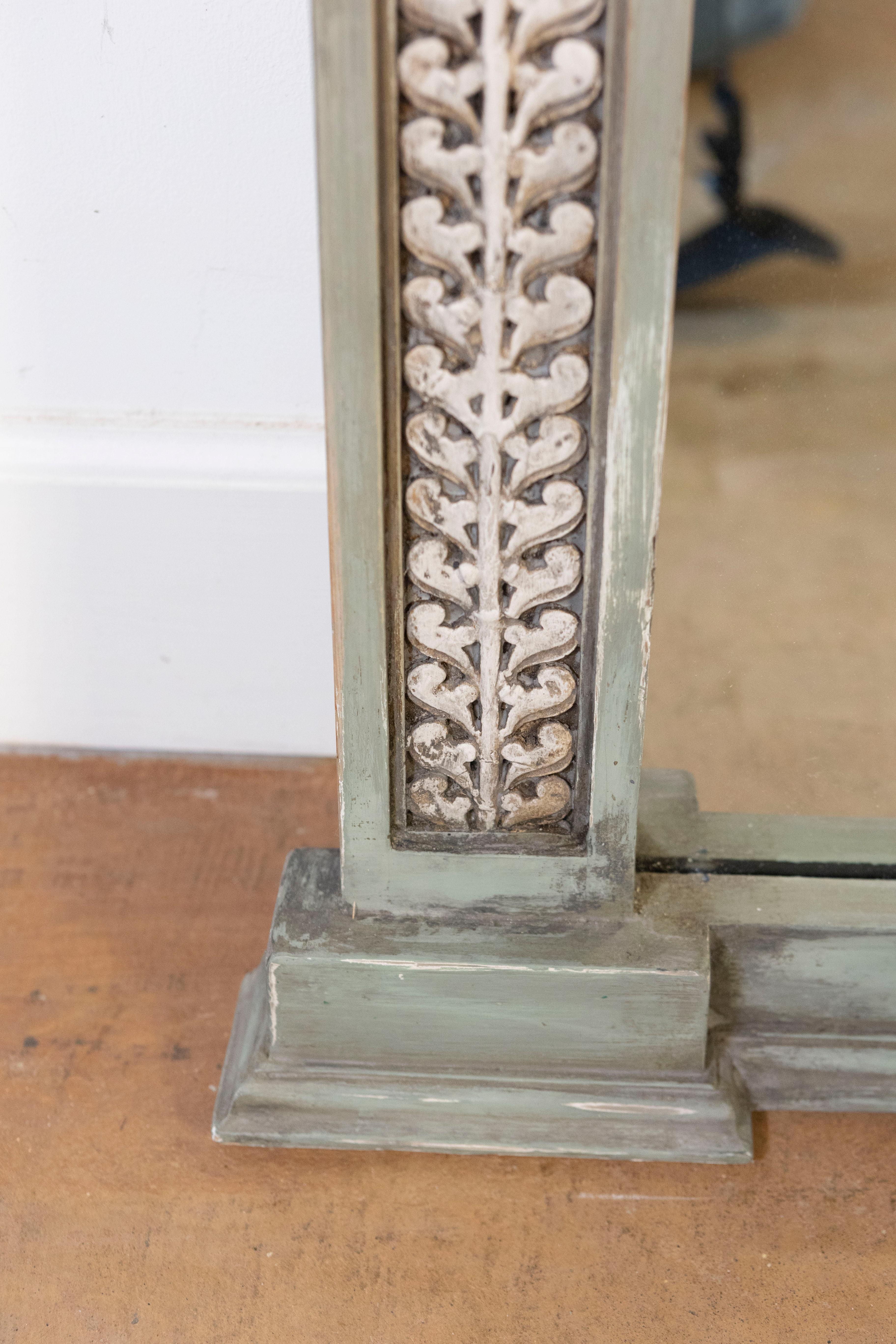 Neoclassical Style Mirror Made from 1750s French Door Frames with Carved Decor 1