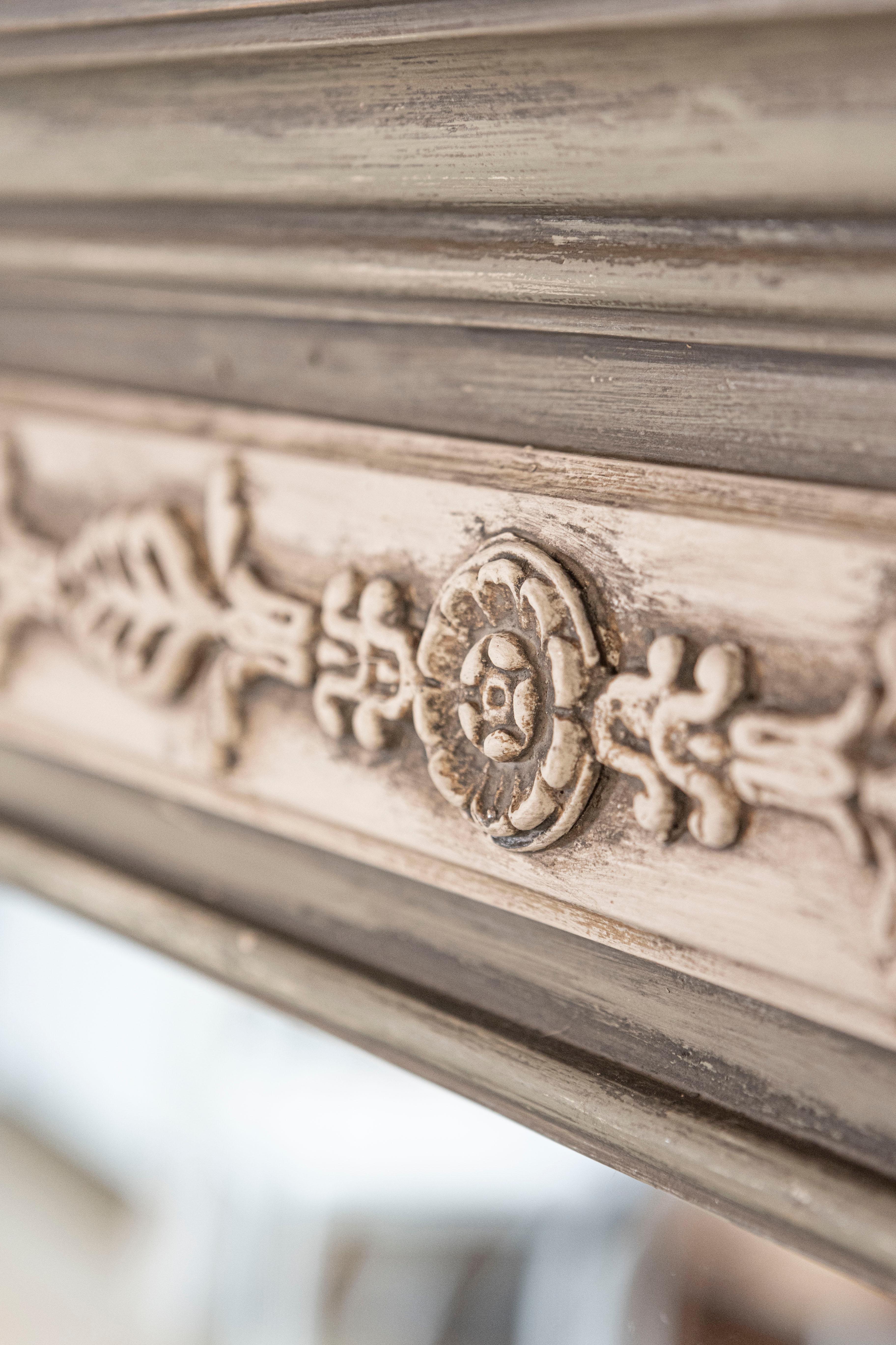 Neoclassical Style Mirror Made from 1750s French Door Frames with Carved Decor 4