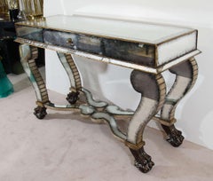 Neoclassical Style Mirrored Console on Lion Claws and Ball Feet