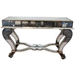 Neoclassical Style Mirrored Console on Lion Claws and Ball Feet
