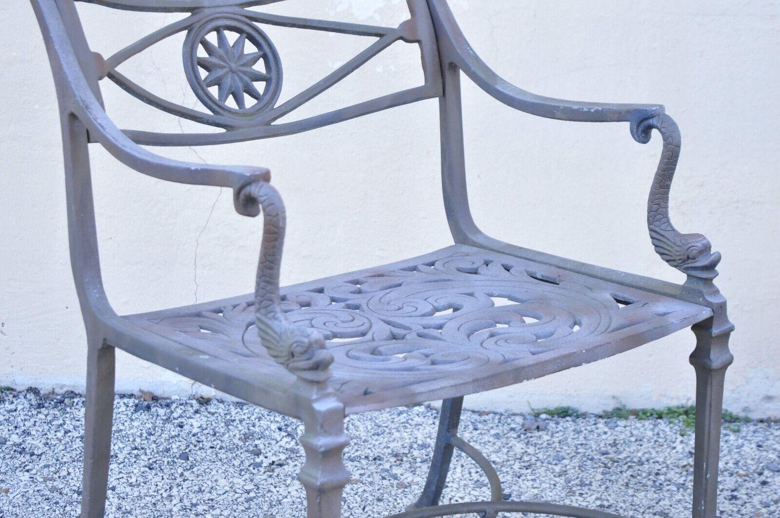 Neoclassical Style Molla Style Dolphin Cast Aluminum Patio Settee & Chairs 3 Pcs 7