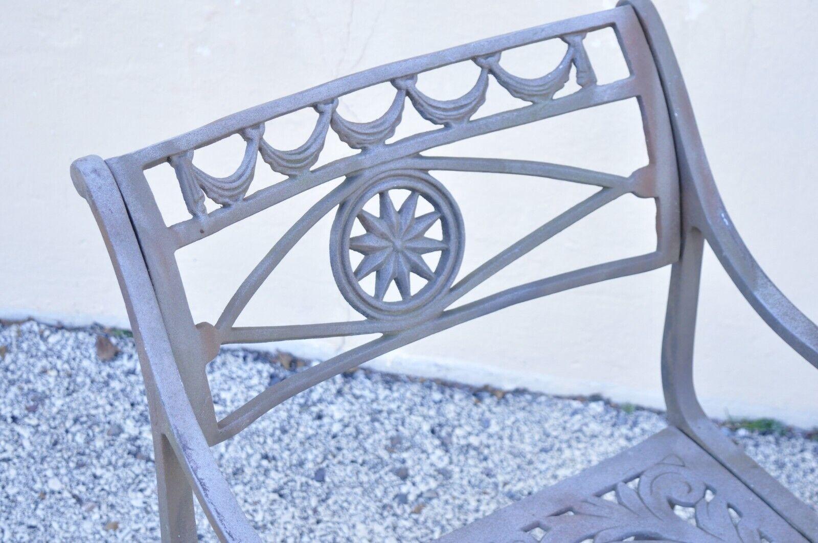 20th Century Neoclassical Style Molla Style Dolphin Cast Aluminum Patio Settee & Chairs 3 Pcs