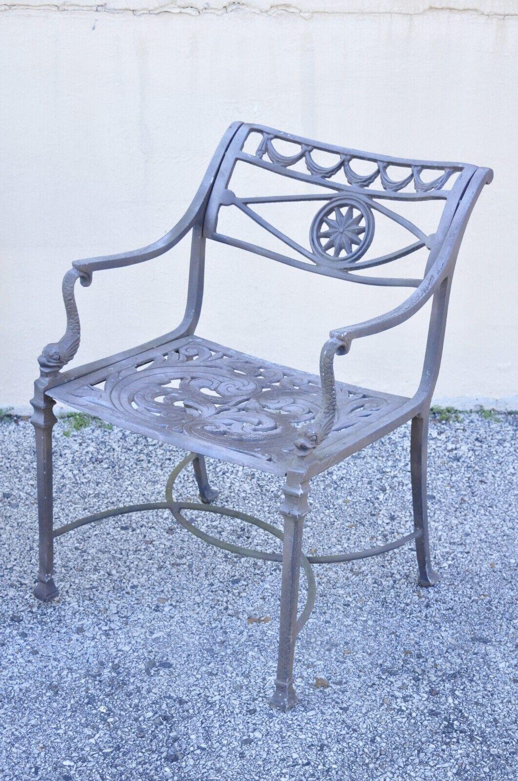 Iron Neoclassical Style Molla Style Dolphin Cast Aluminum Patio Settee & Chairs 3 Pcs