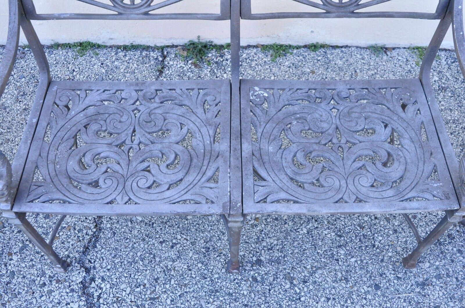 Neoclassical Style Molla Style Dolphin Cast Aluminum Patio Settee & Chairs 3 Pcs 2