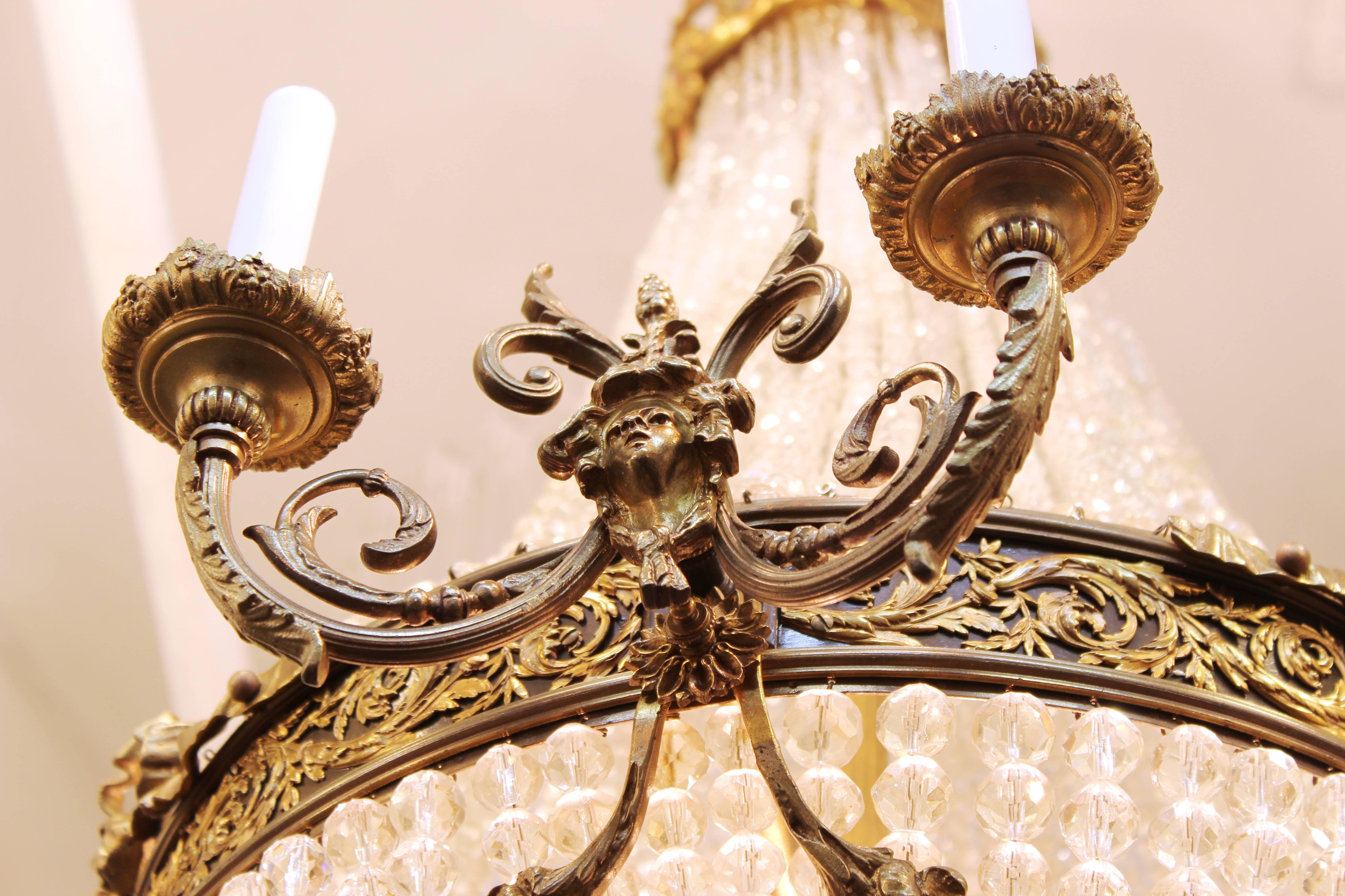 Neoclassical Style Monumental French Bronze and Crystal Chandelier 5