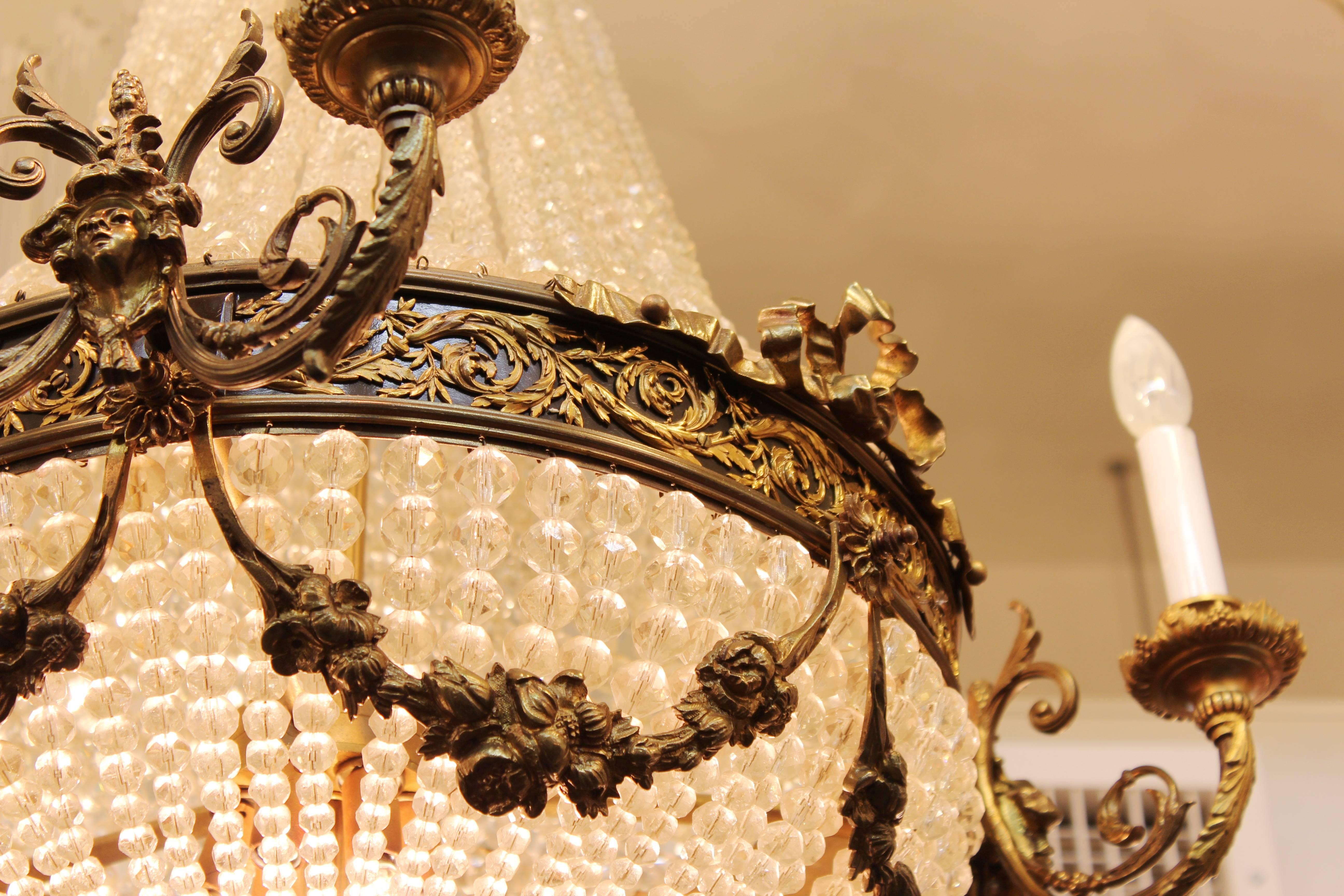 Neoclassical Style Monumental French Bronze and Crystal Chandelier 6