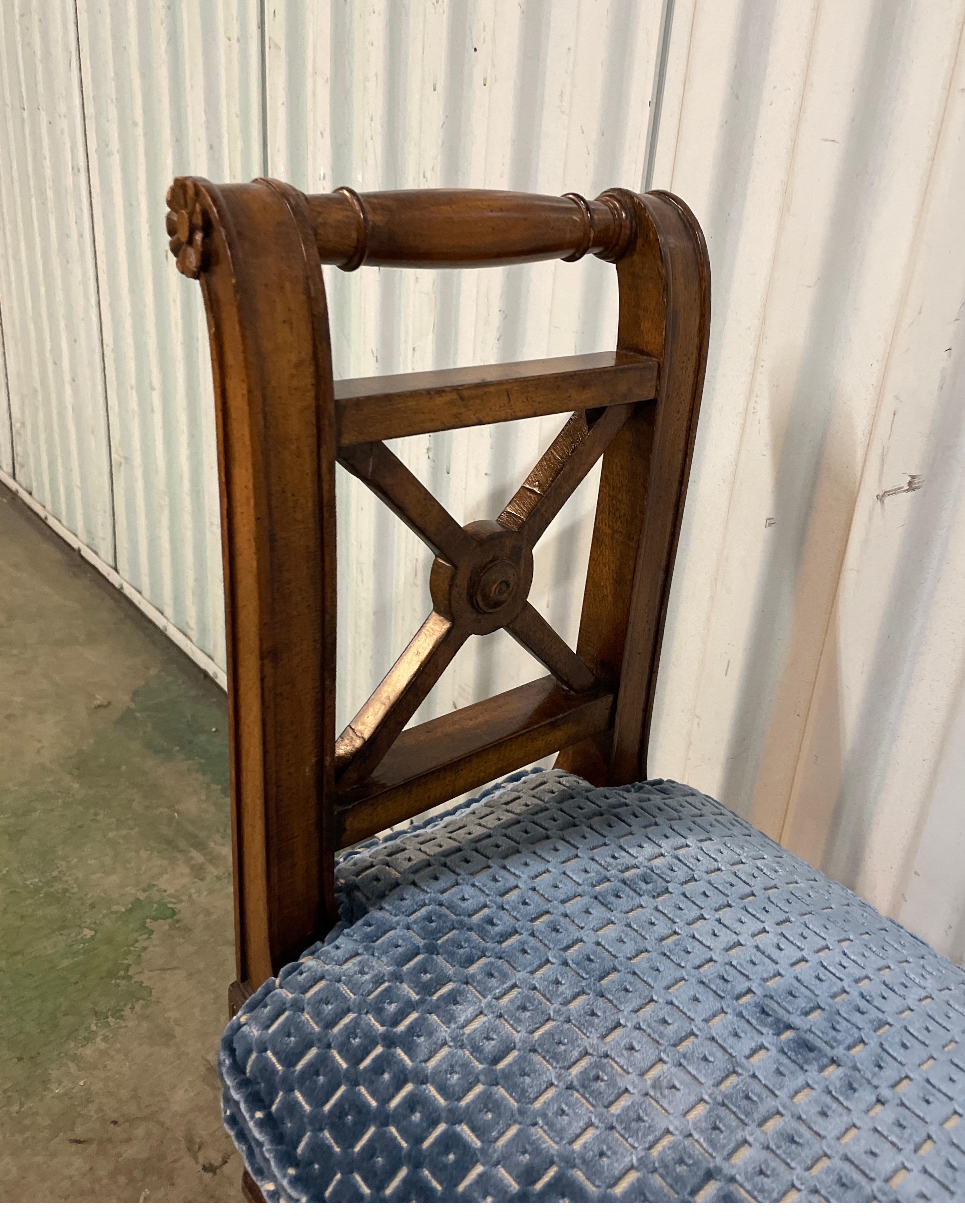 Velvet Neoclassical Style Narrow Bench For Sale