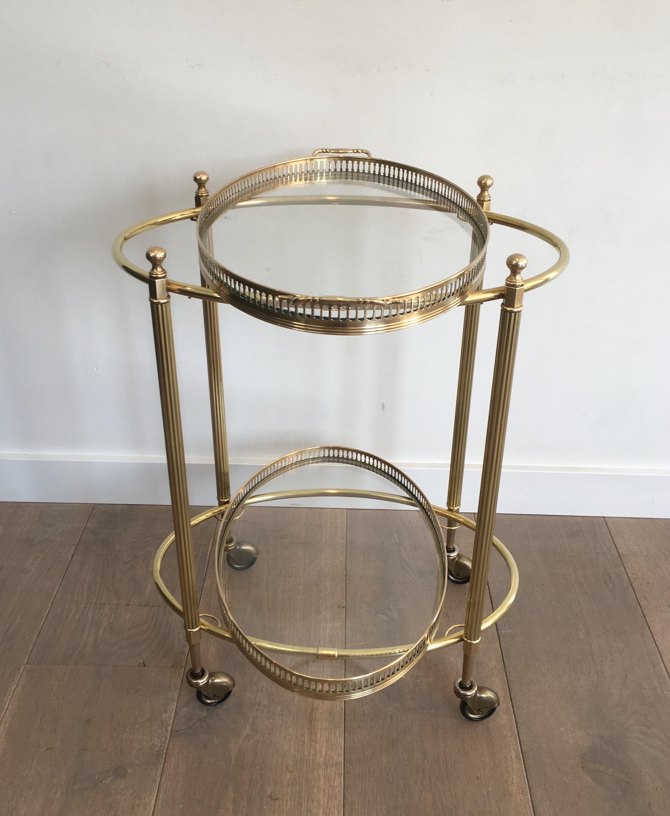 Neoclassical Style Oval Bar Cart with Removable Trays, French, circa 1940 6