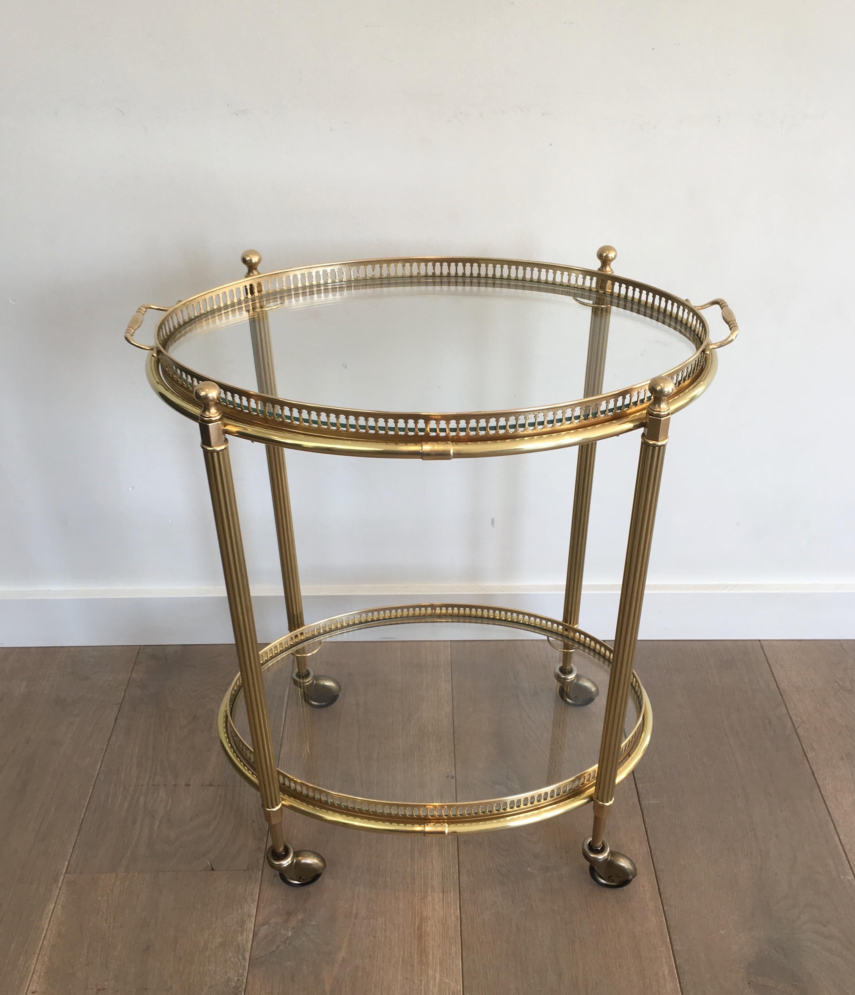 Neoclassical Style Oval Bar Cart with Removable Trays, French, circa 1940 11
