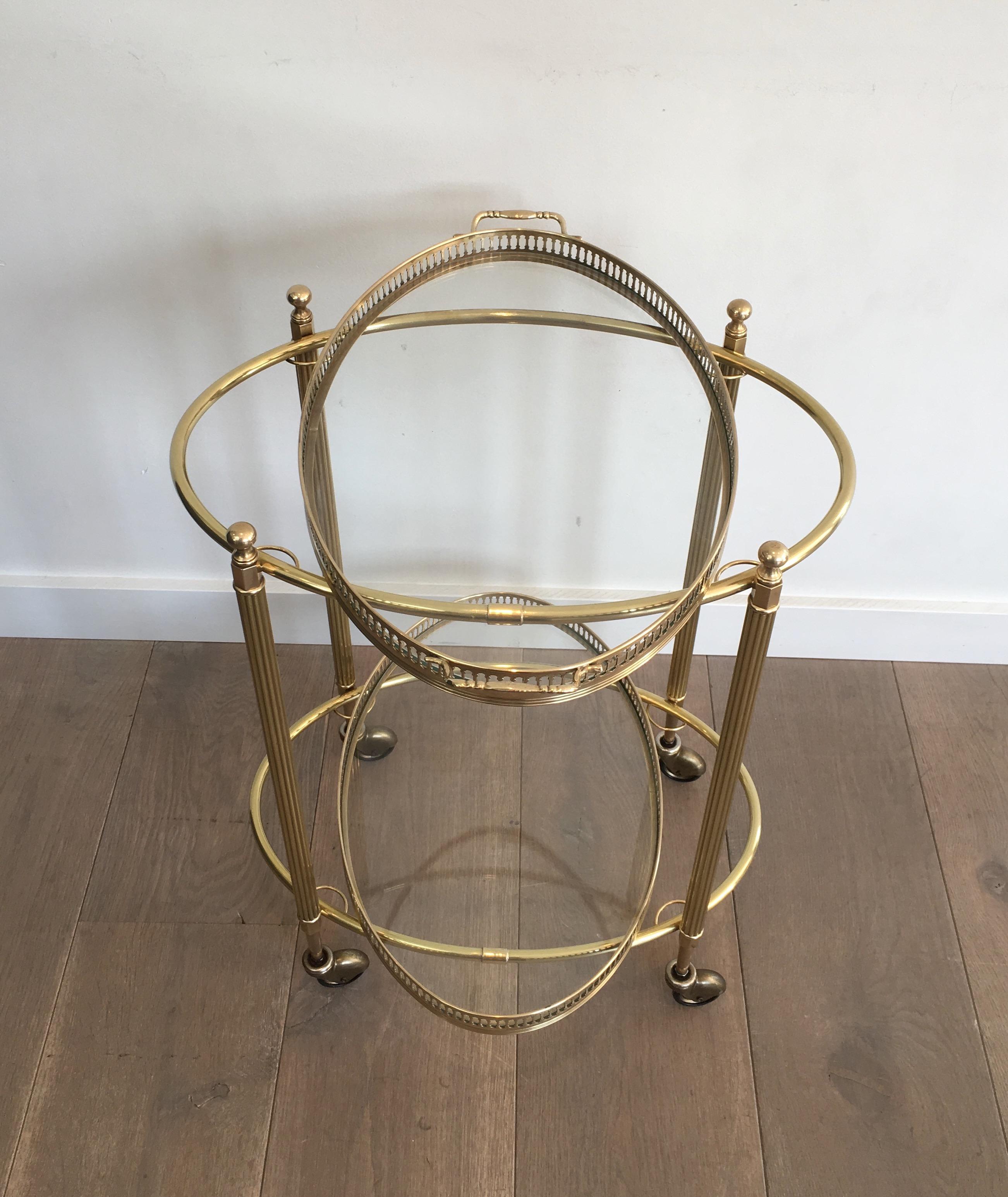 Neoclassical Style Oval Bar Cart with Removable Trays, French, circa 1940 2