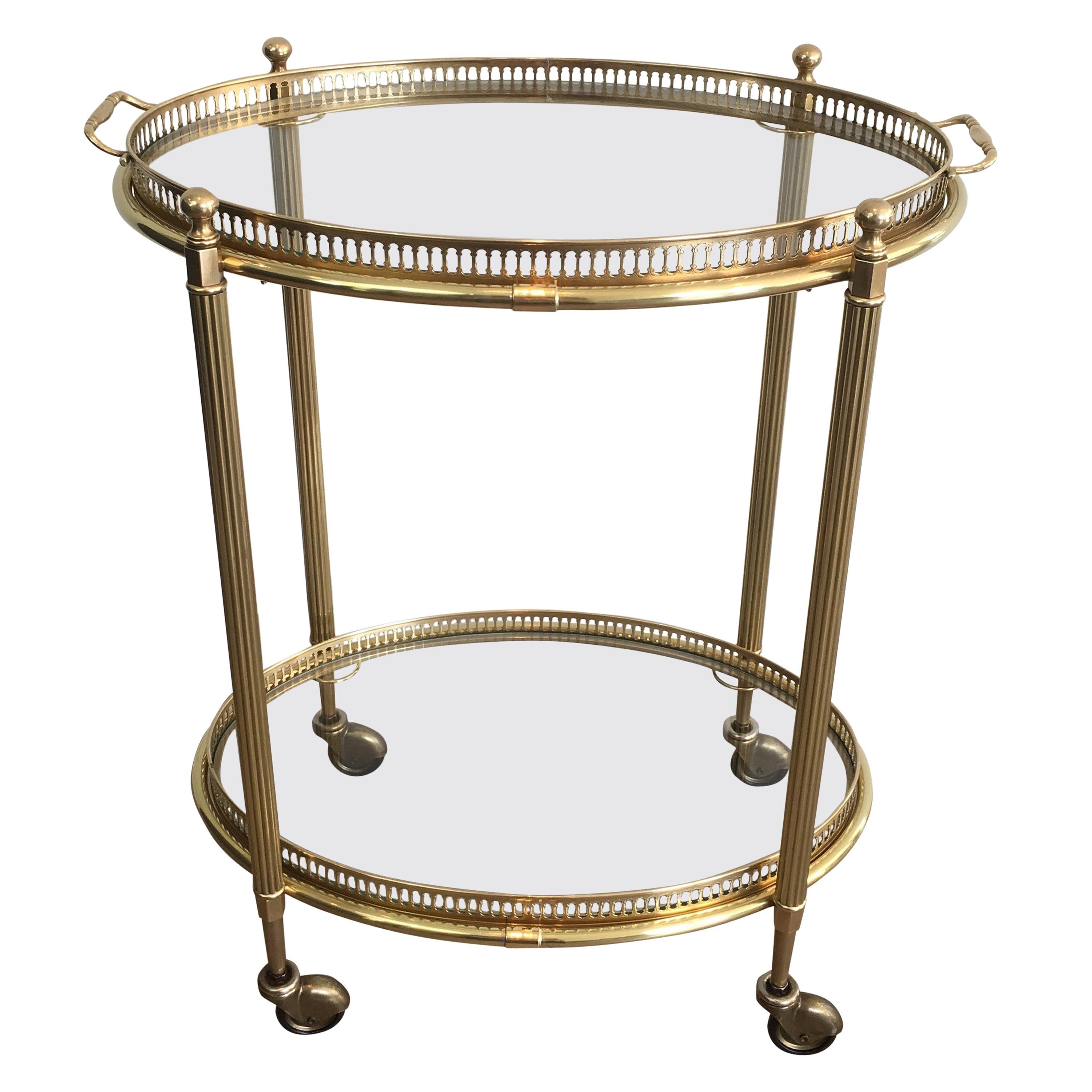 Neoclassical Style Oval Bar Cart with Removable Trays, French, circa 1940