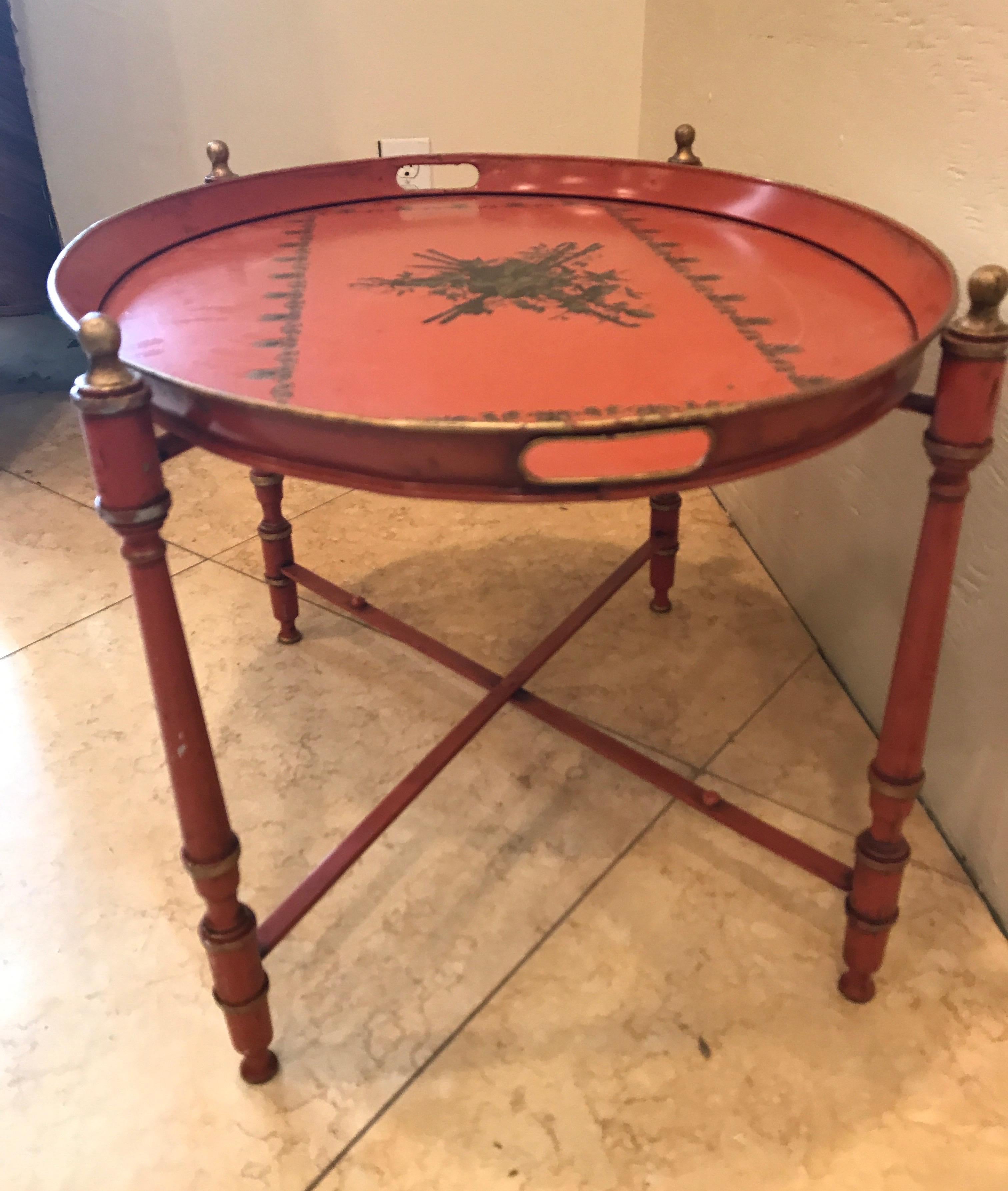 Tôle Neoclassical Style Oval Tole Tray Table