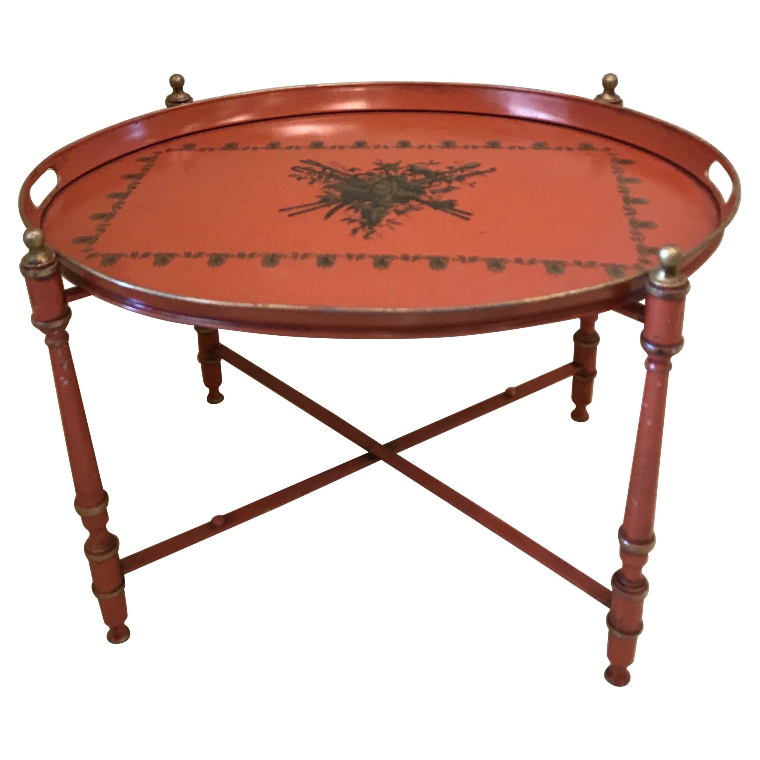 Neoclassical Style Oval Tole Tray Table