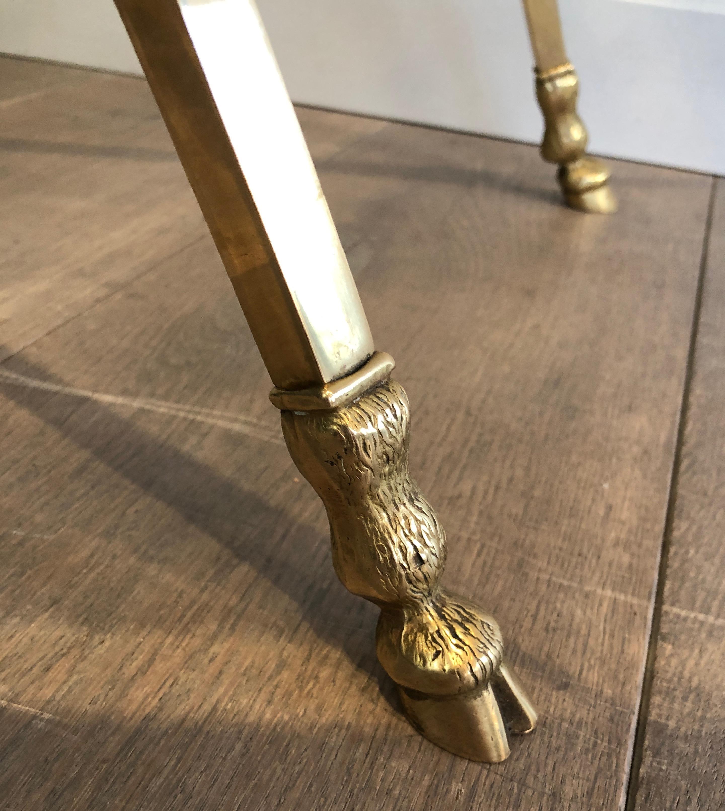 Neoclassical Style Ovale Brass and Bronze Coffee Table with Ram Heads and Hoof 8