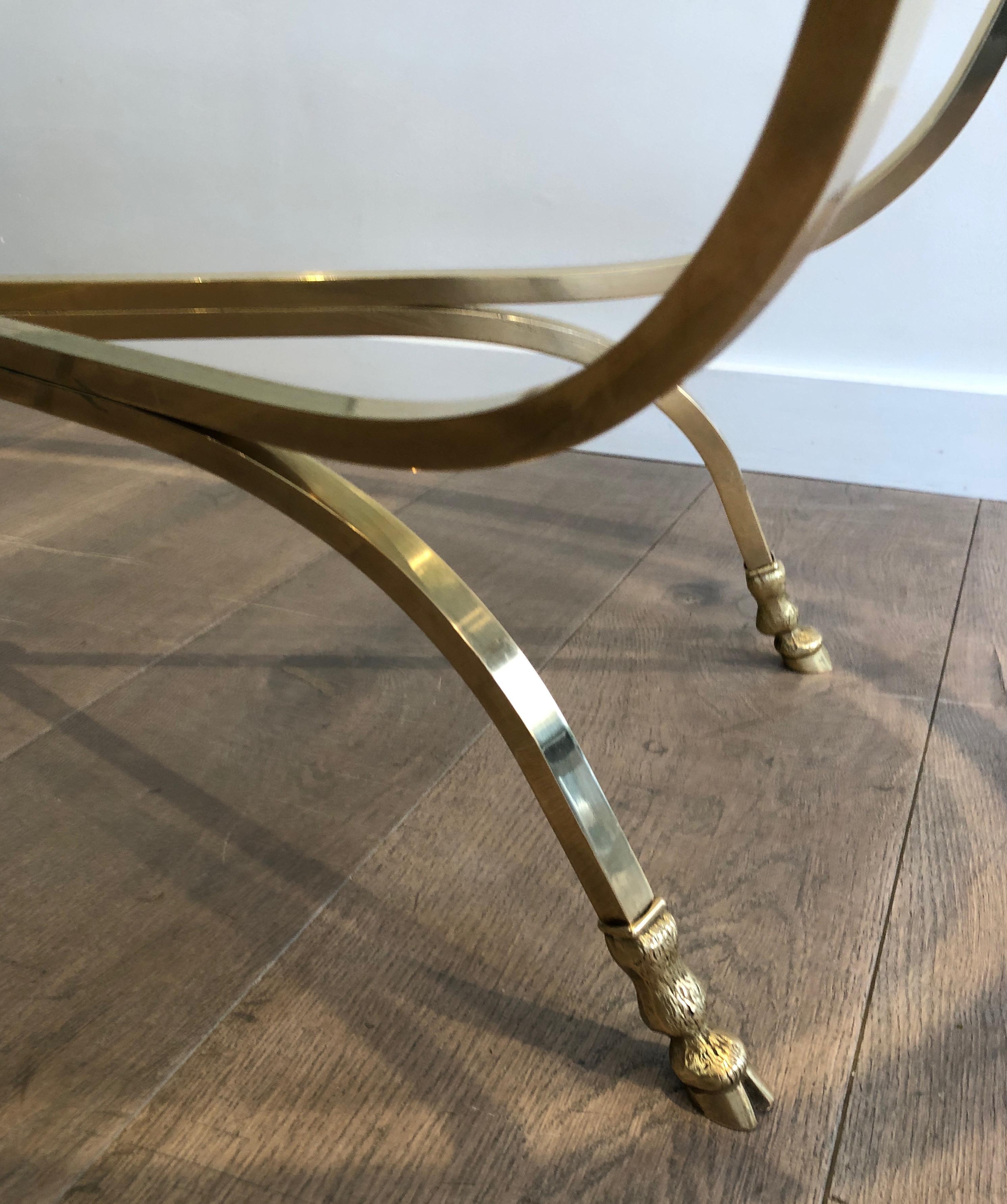 Neoclassical Style Ovale Brass and Bronze Coffee Table with Ram Heads and Hoof 11