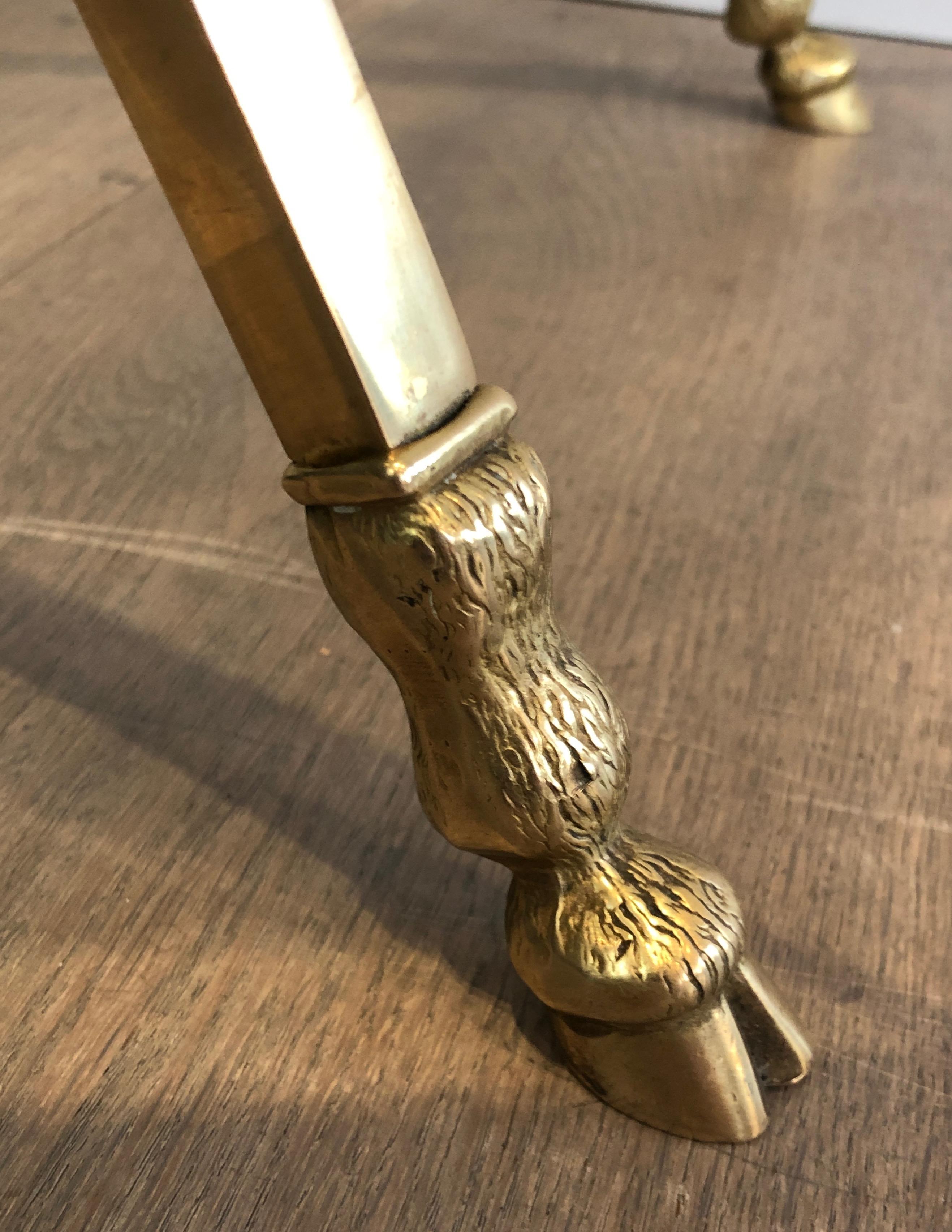 Neoclassical Style Ovale Brass and Bronze Coffee Table with Ram Heads and Hoof 12