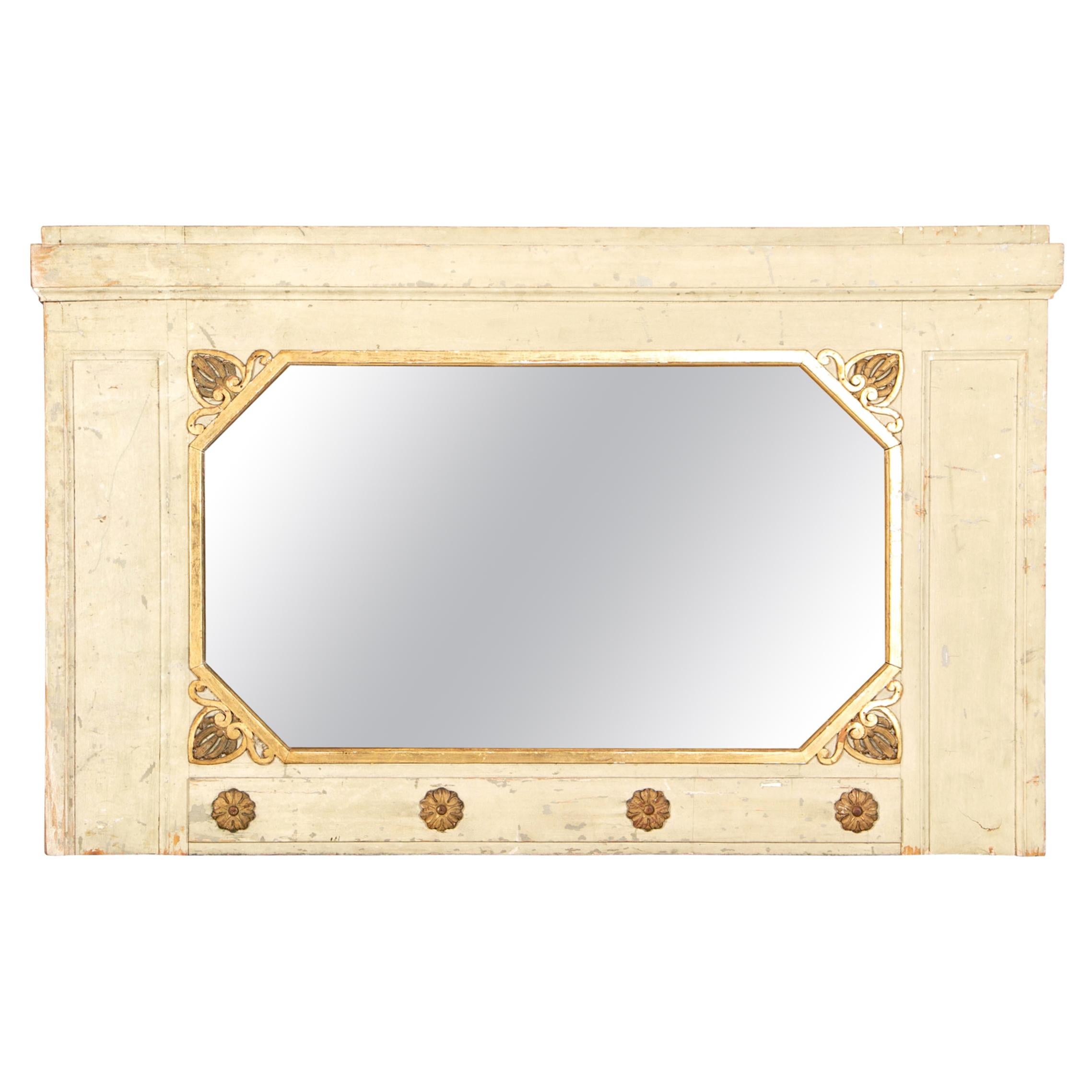 Neoclassical Style Painted and Gilt Decorated Mirror For Sale