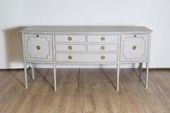 Neoclassical Style Painted Bow Front Sideboard with Two Doors and Five Drawers